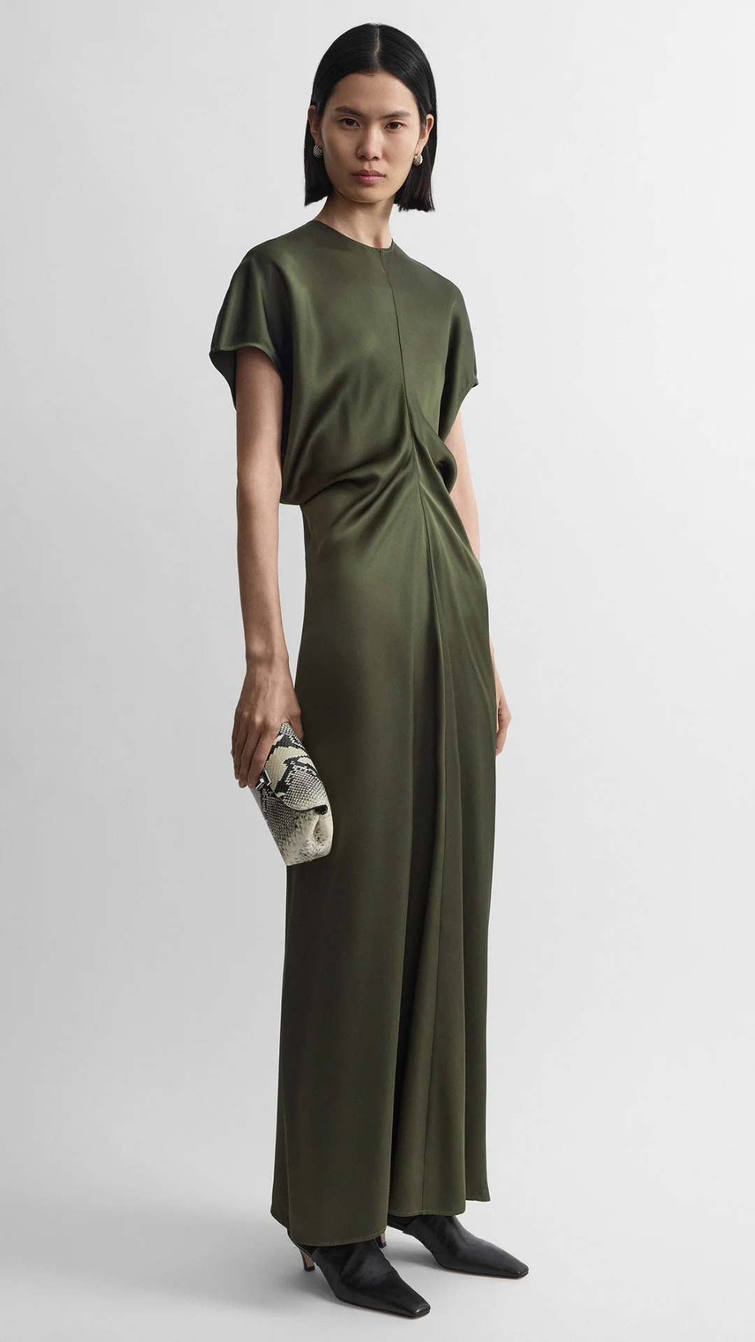 Toteme Slouch Waist Dress in Dark Green