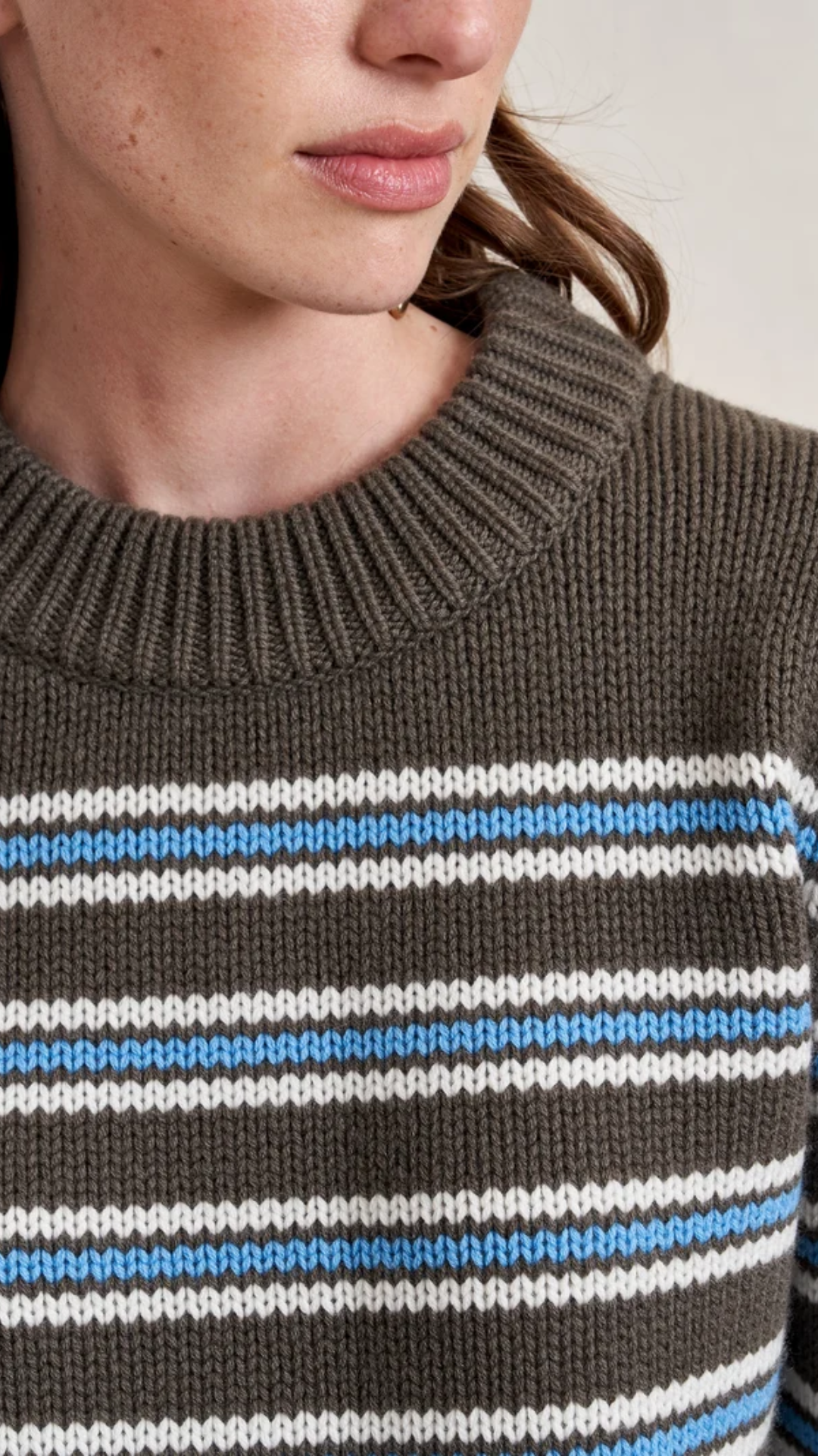 La Ligne Mini Marin Sweater in Taupe/Cerulean
