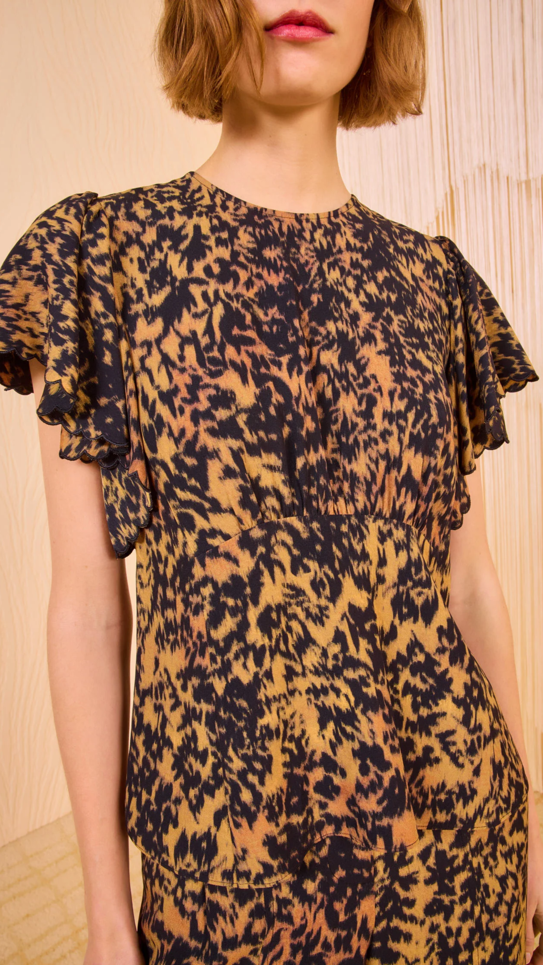 Ulla Johnson Nejma Flutter Sleeve Blouse in Savannah