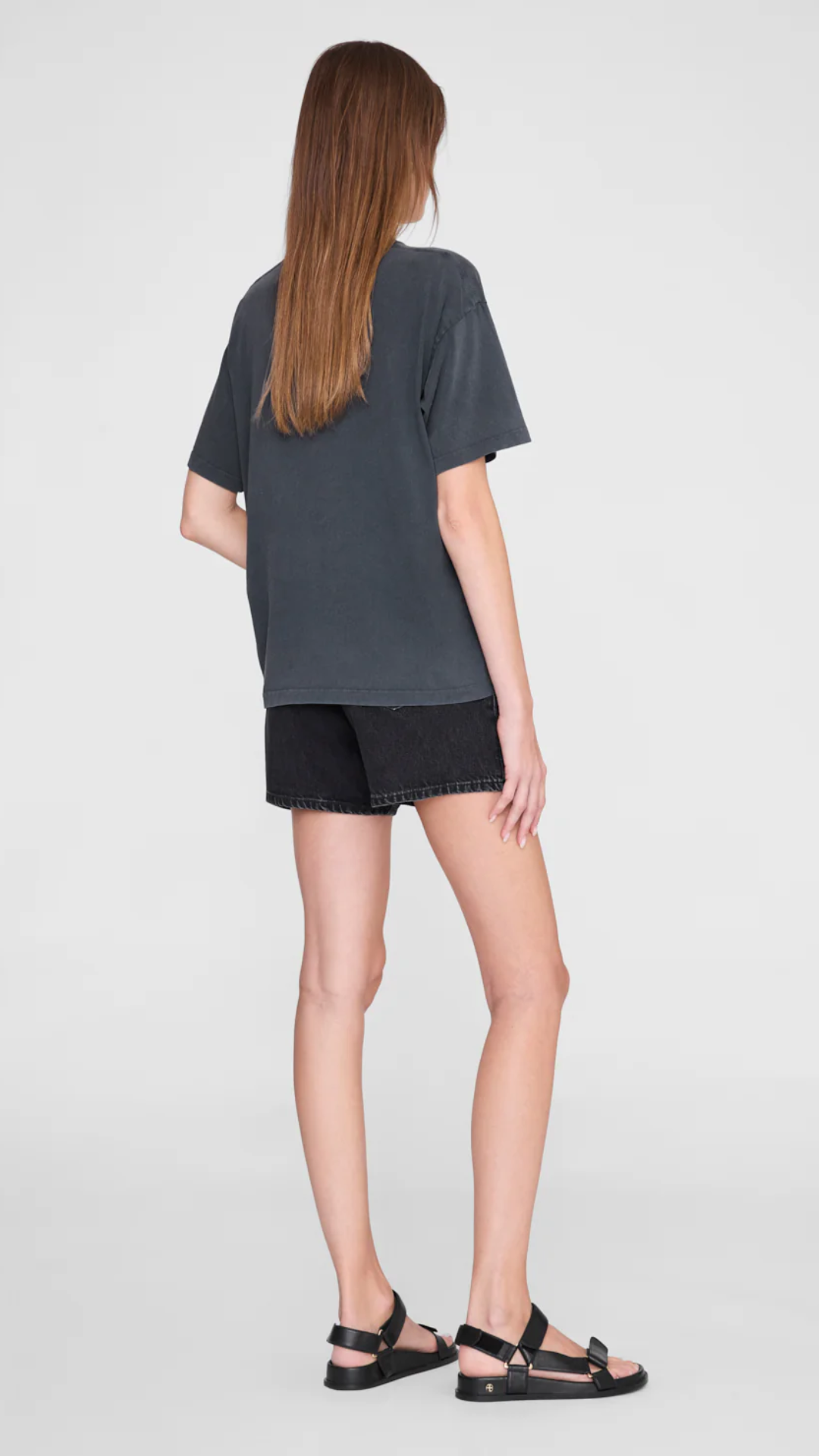 Anine Bing Cade Tee Palms in Washed Black