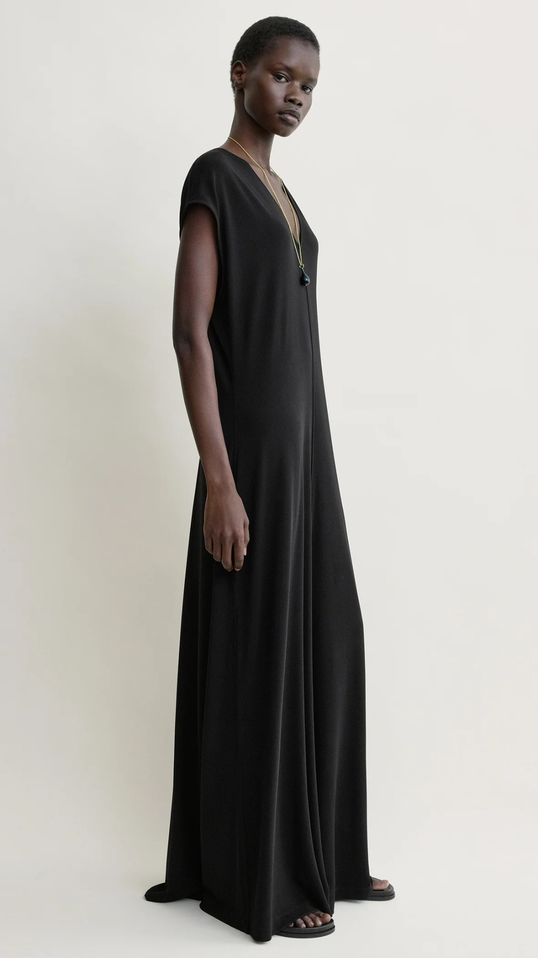 Toteme V-Neck Jersey Dress in Black Toteme V-Neck Jersey Dress in Black