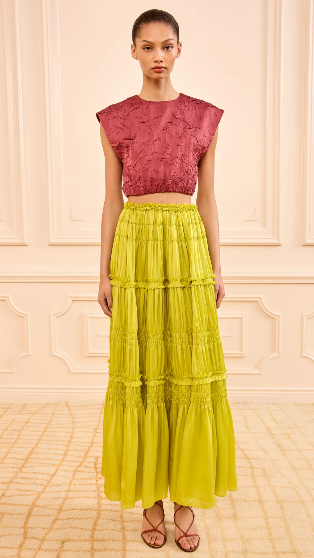 Ulla Johnson Virginie Silk Skirt in Chartreuse