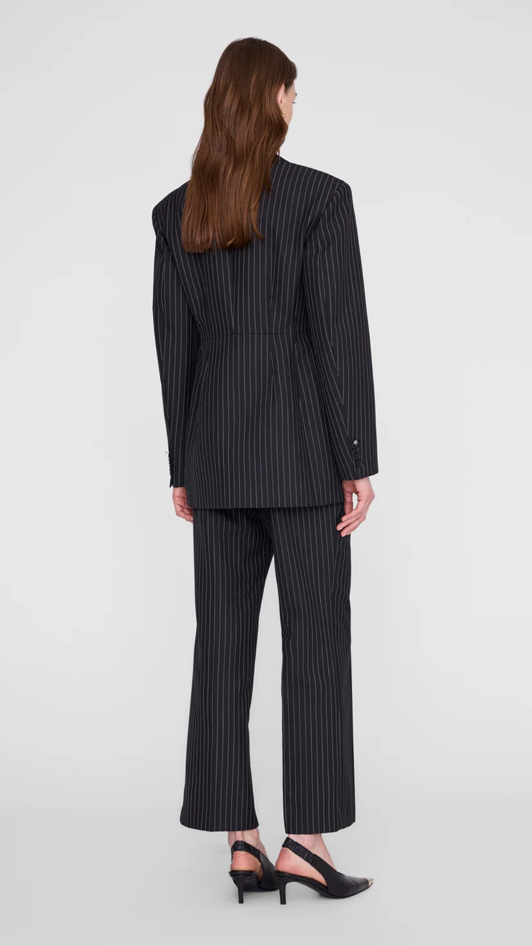 Anine Bing Elga Blazer in Black and White Pinstripe