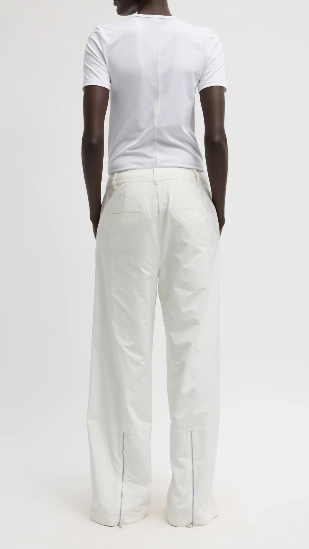 Tibi Nylon Zipper Trouser in White