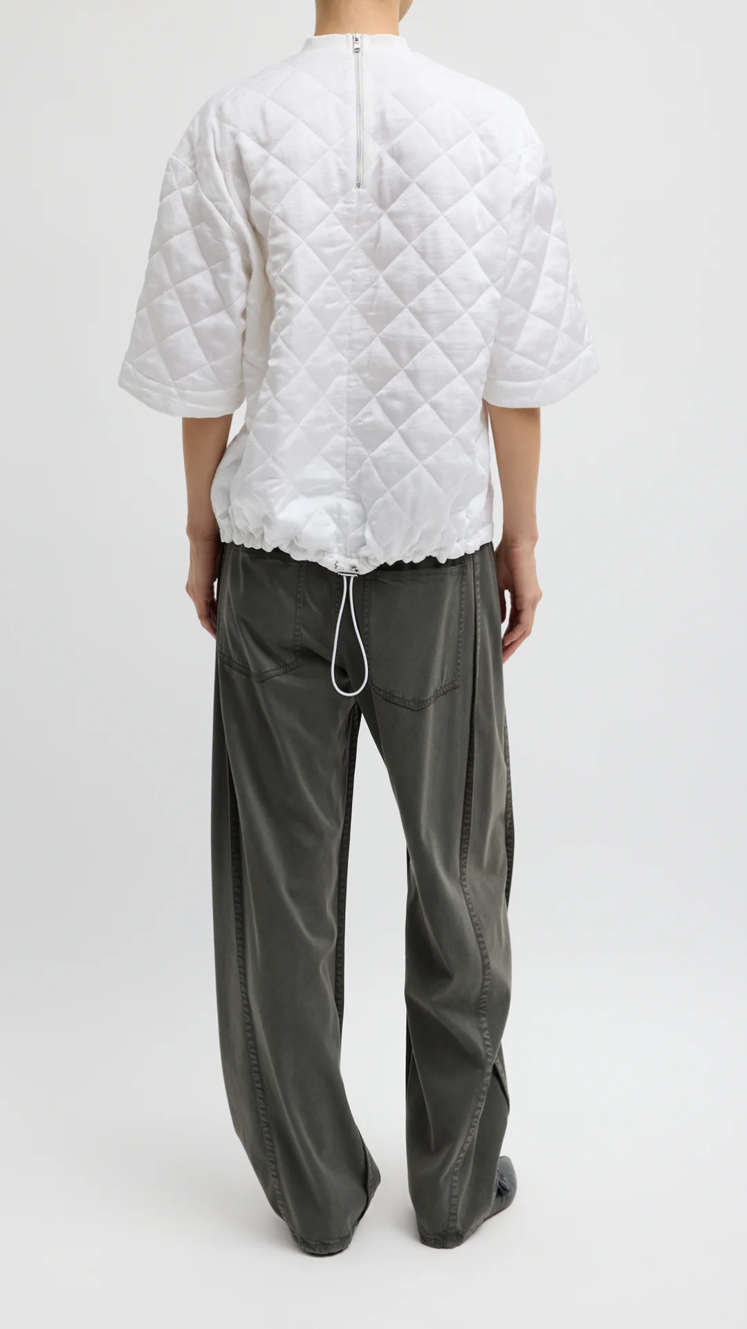 Tibi Twill Tuck Pant in Grey