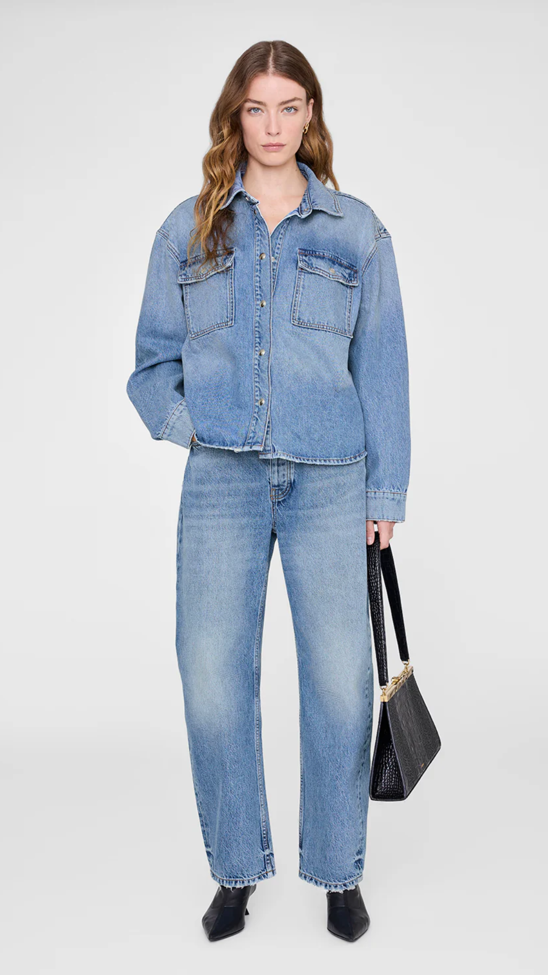 Anine Bing Paxton Denim Shirt in Washblue