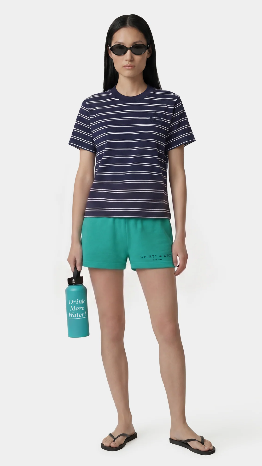 Sporty & Rich Title Embroidered Disco Short in Amalfi Green