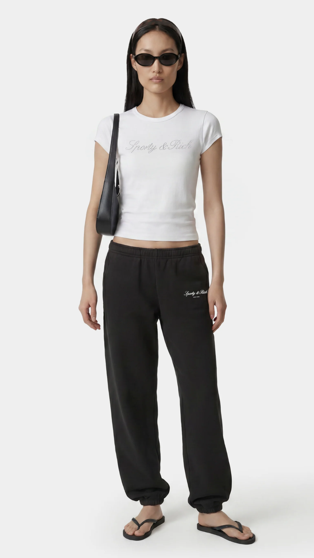 Sporty & Rich Signature NY Sweatpant in Faded Black