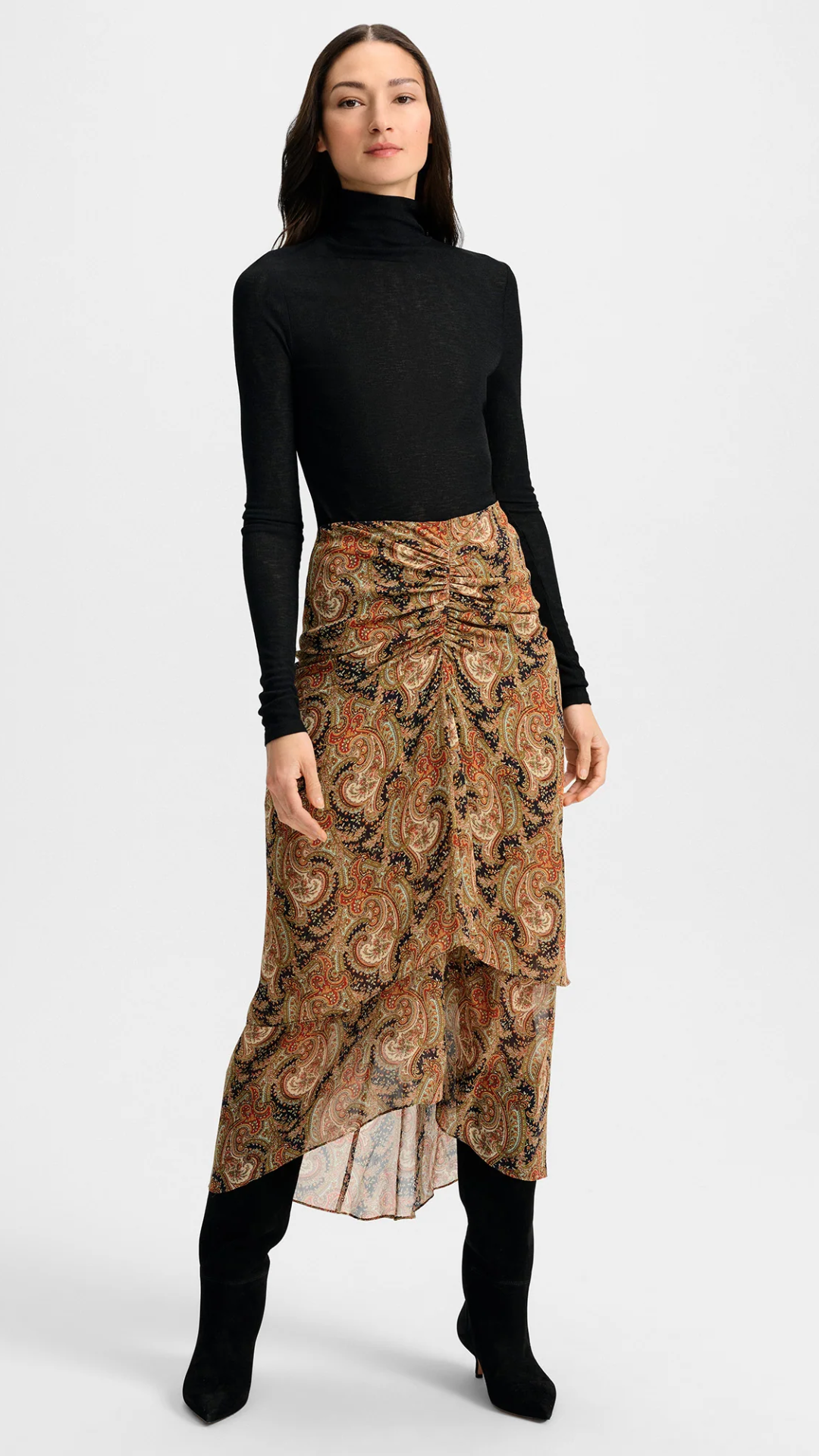 Veronica Beard Wyeth Ribbed Turtleneck Top in Black
