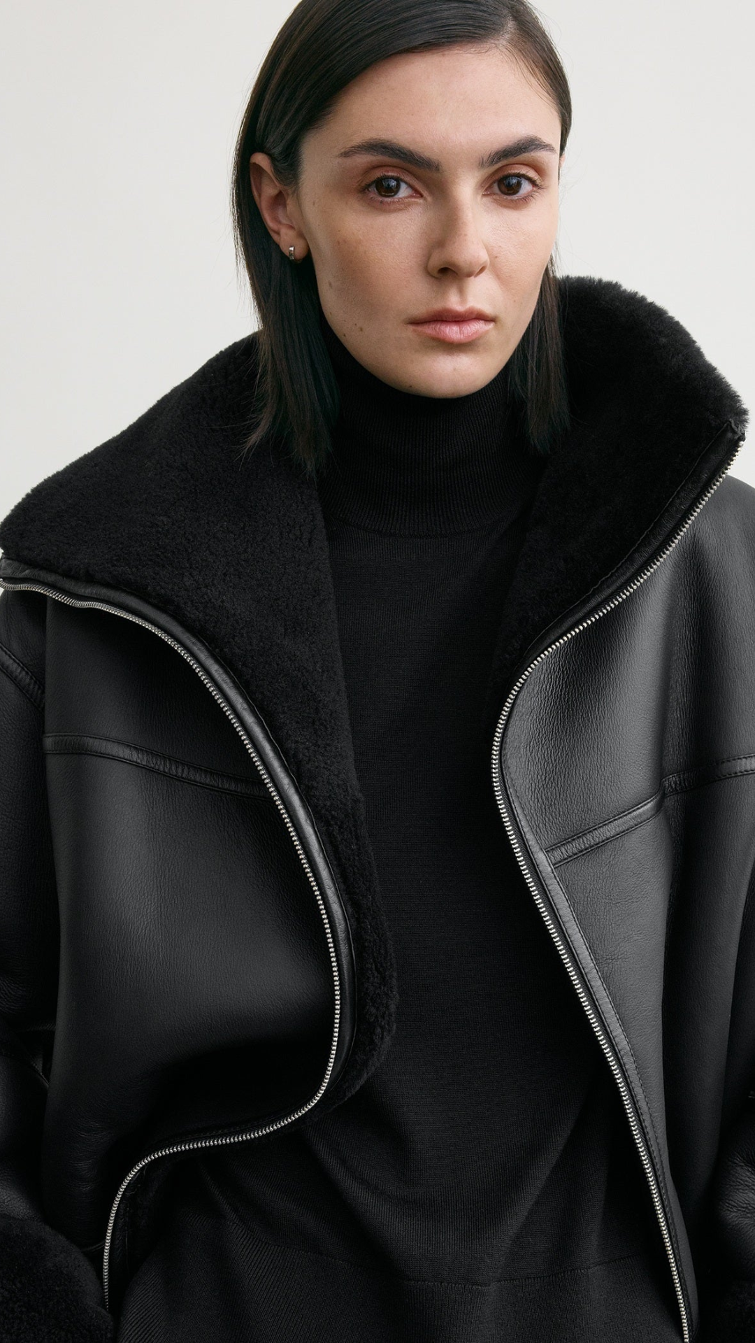 Toteme Signature Shearling Jacket in Black