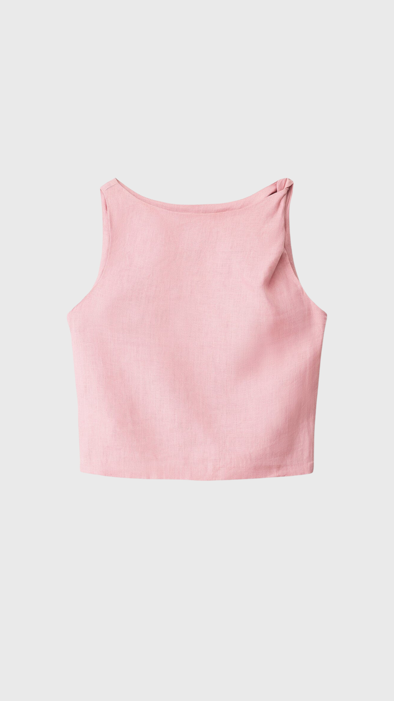 Staud Boa Linen Top in Faded Blush