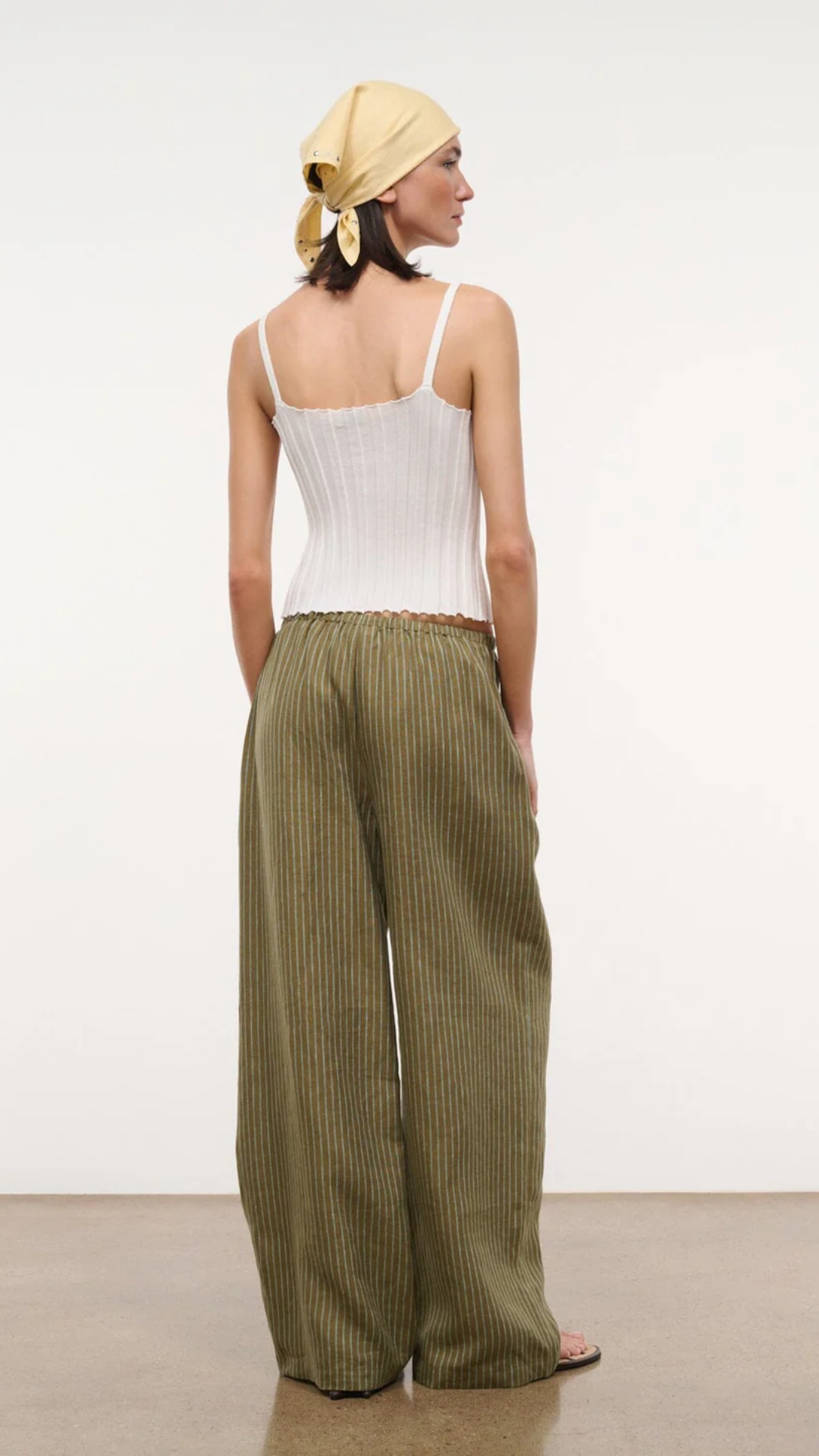 Staud Mateo Linen Pant in Porto Stripe