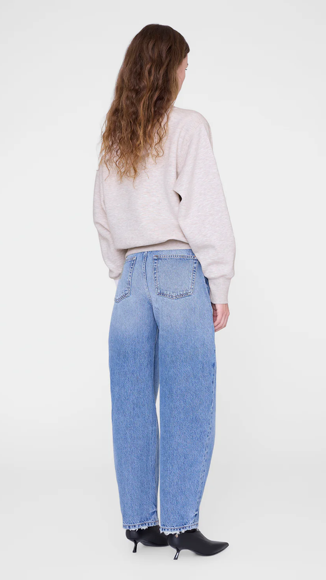 Anine Bing Harry Shrunken Sweatshirt in Beige