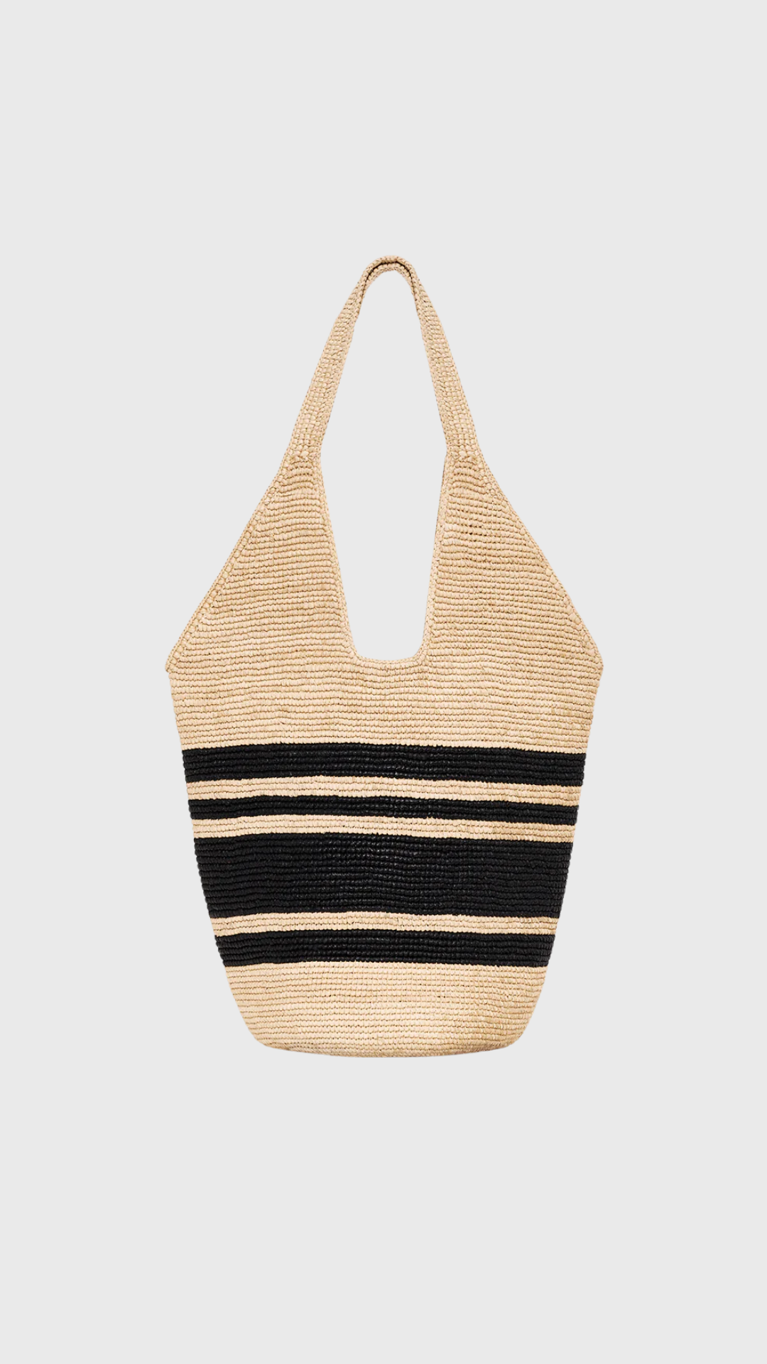 Anine Bing Leah Stripes Hobo Raphia in Black and Natural Stripe