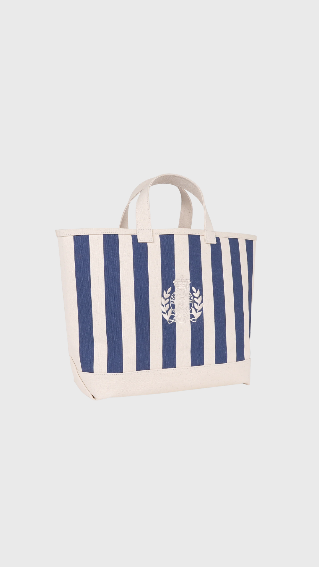 Sporty & Rich NY Crest Beach Tote in Natural/Light Navy
