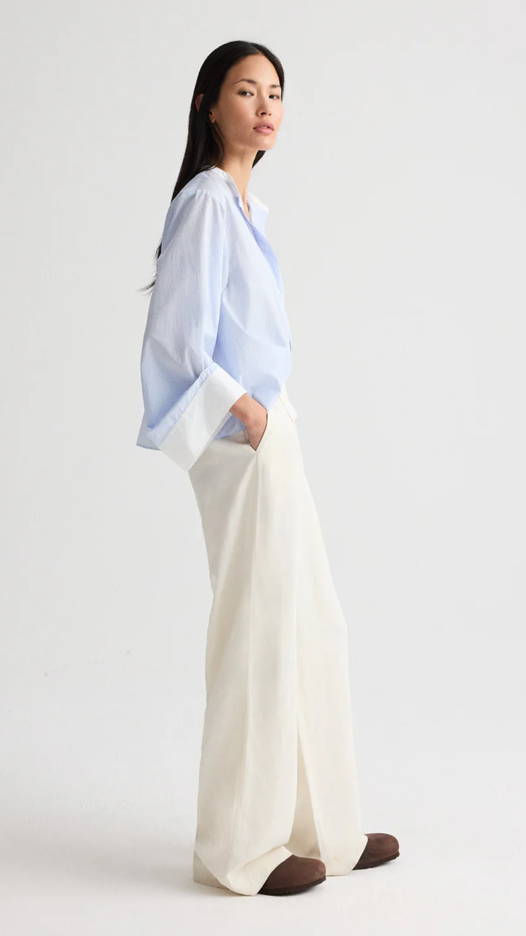 TWP The Beau Shirt in Blue Haven/White