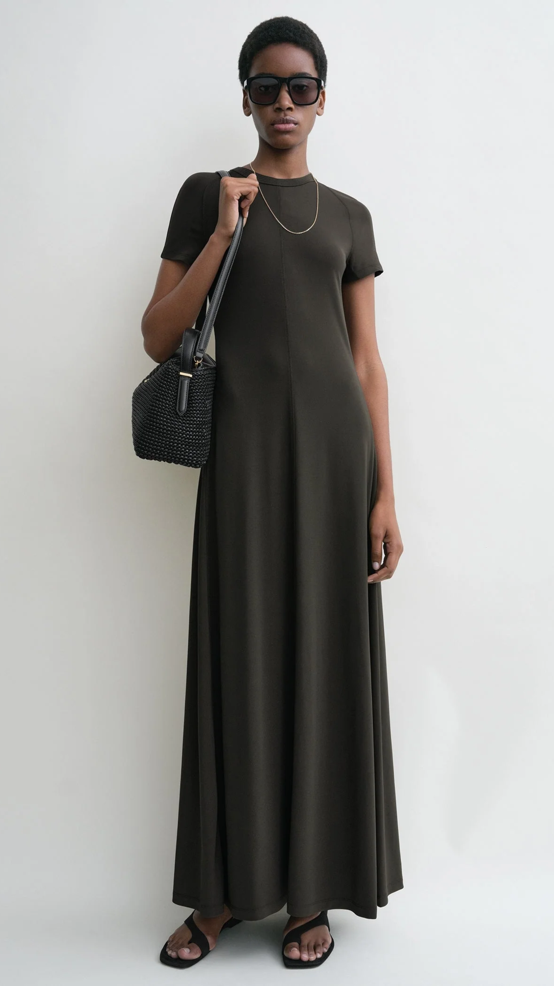 Toteme Fluid Jersey Dress in Pepper