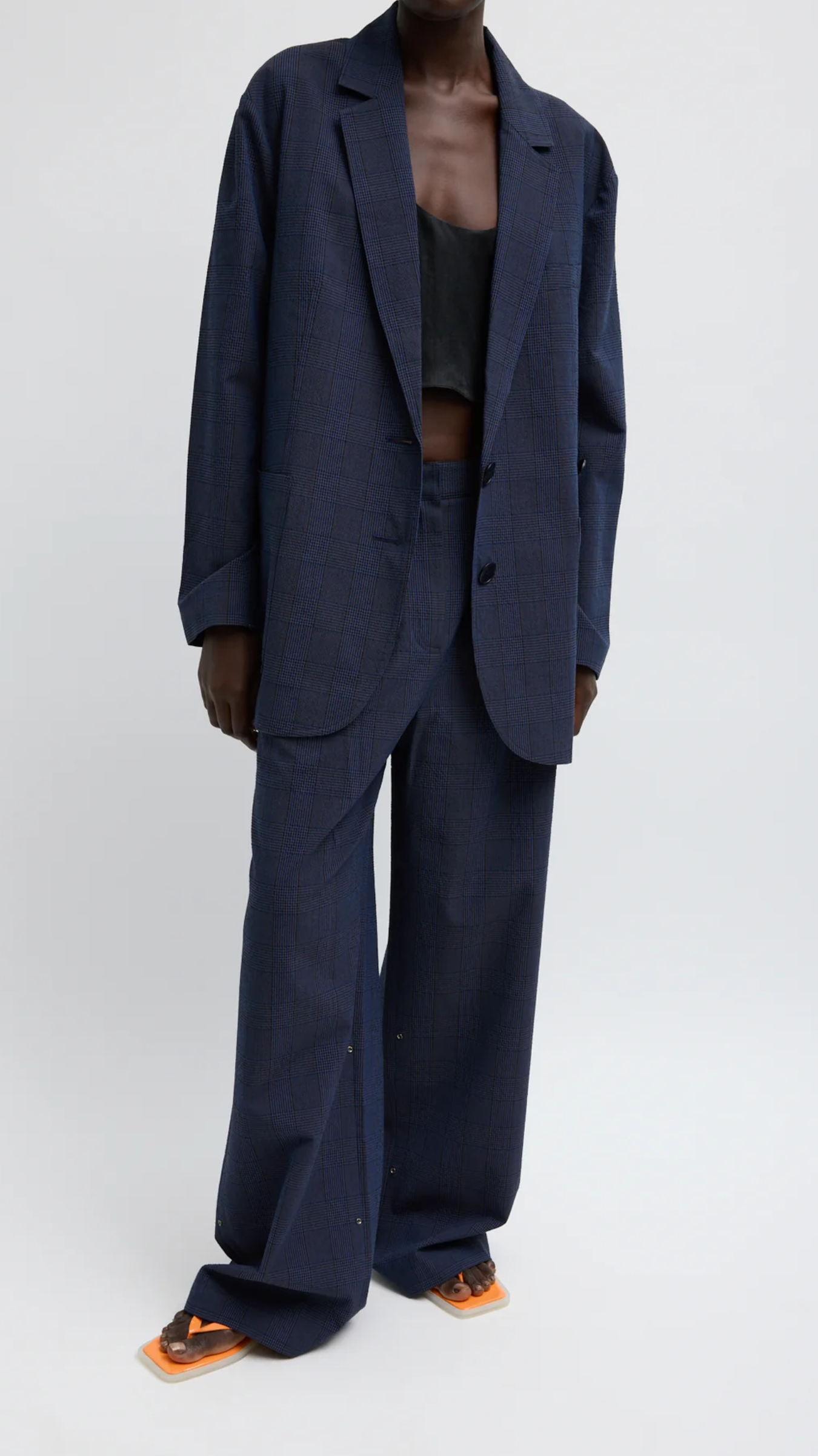 Tibi Menswear Crepon Liam Blazer in Navy Multi