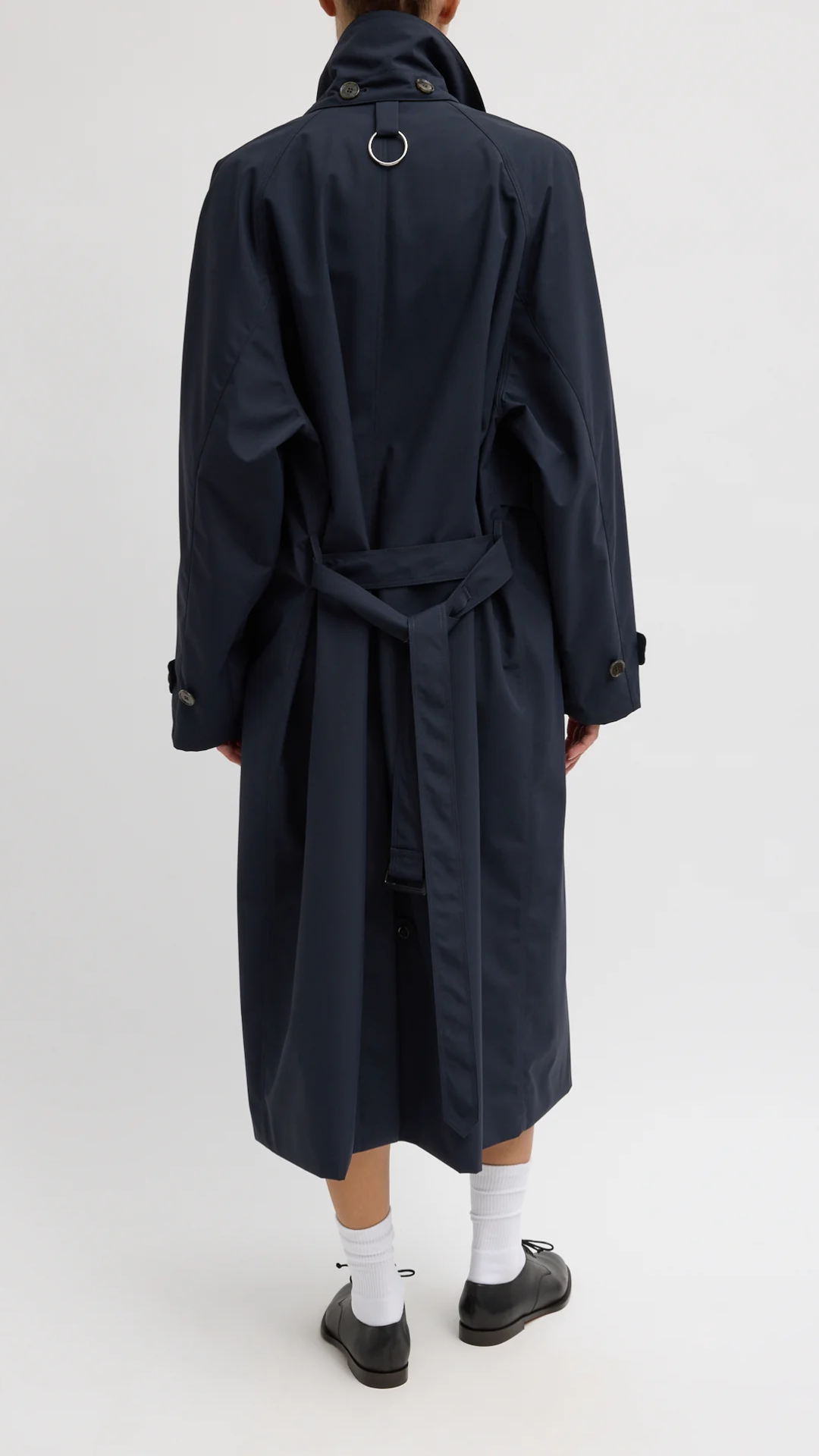 Tibi Double Collar Frank Trench in Navy
