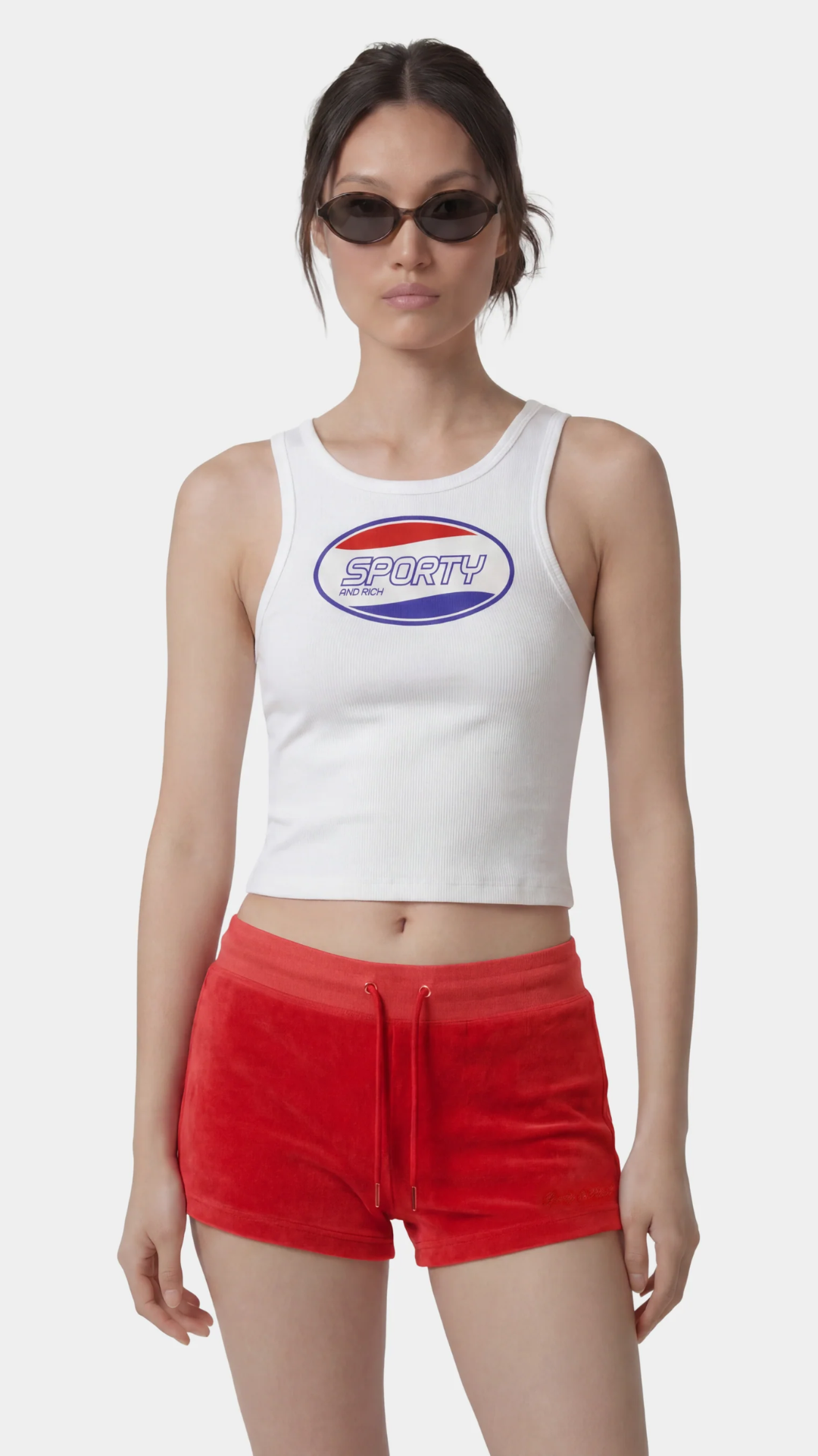 Sporty & Rich Britney Ribbed Baby Tank in White/Red