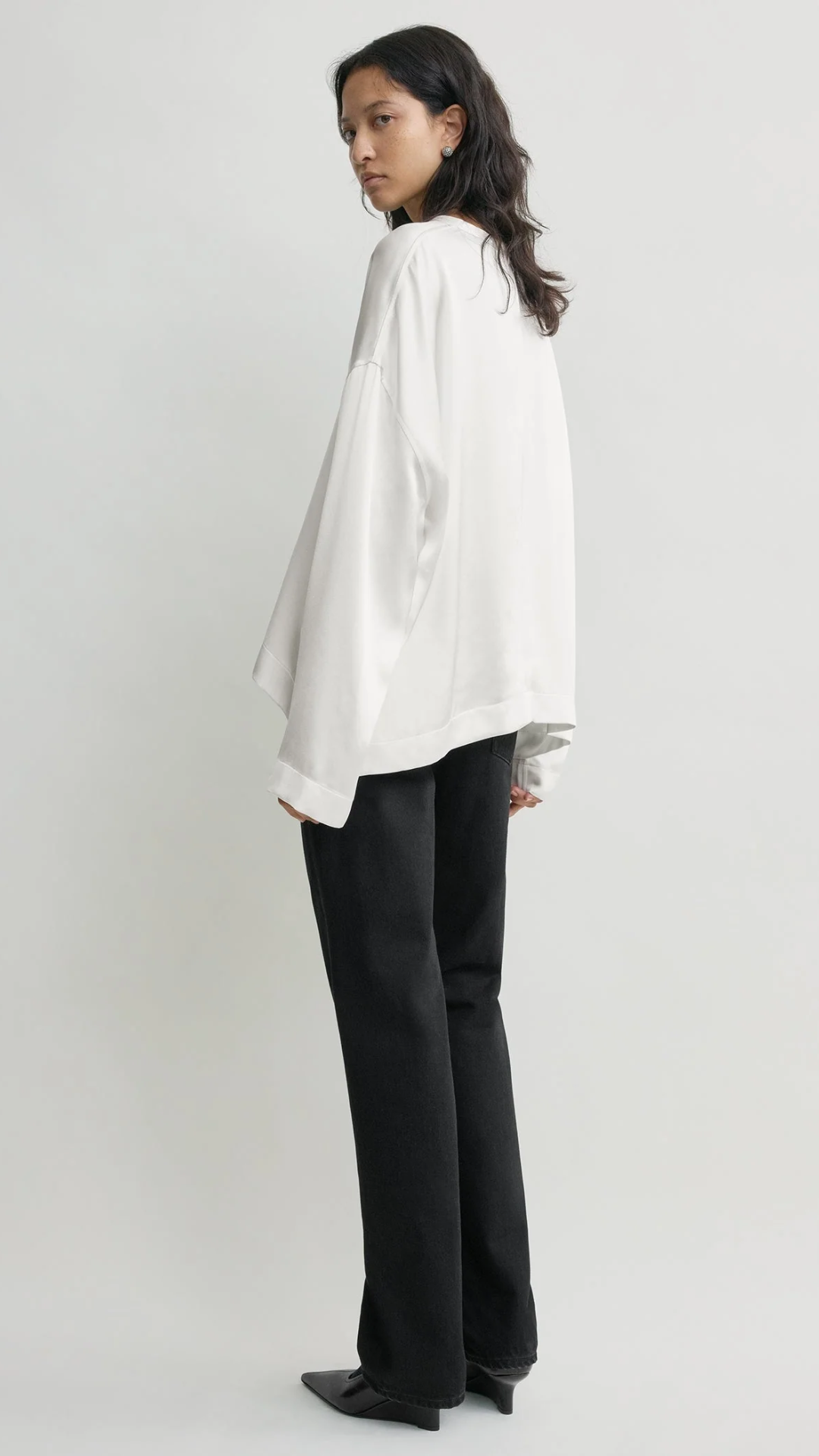 Toteme Boxy Satin Top in White