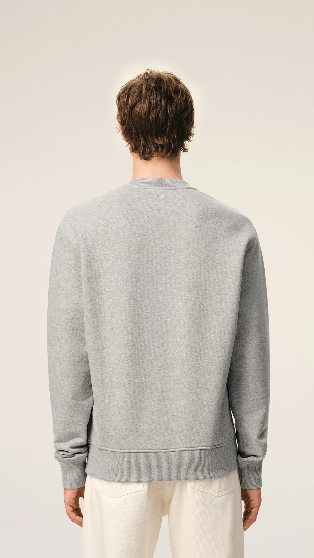 Ami Cotton Crew Ami De Coeur Patch Sweatshirt in Grey/White
