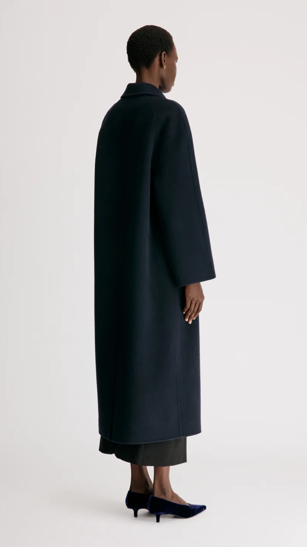 Loulou De Saison Irvin Double Breasted Coat in Navy Melange