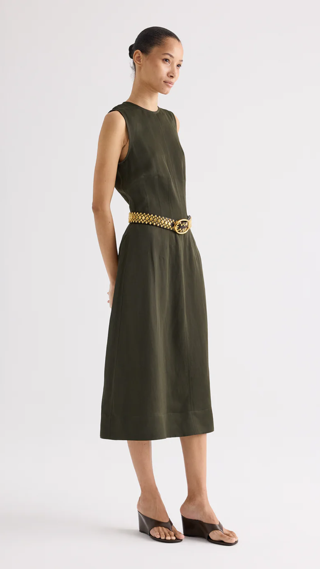 TWP Crew Neck Dress with Darts in Rosen