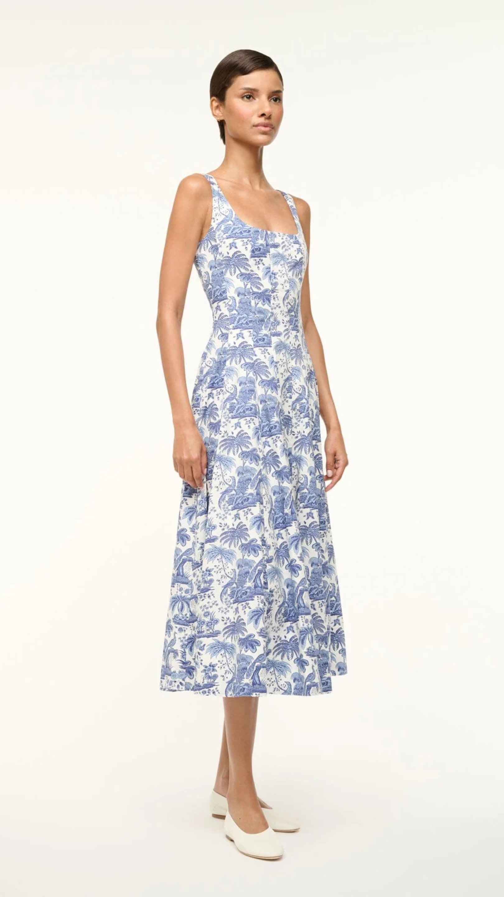 Staud Wells Dress in Blue Toile