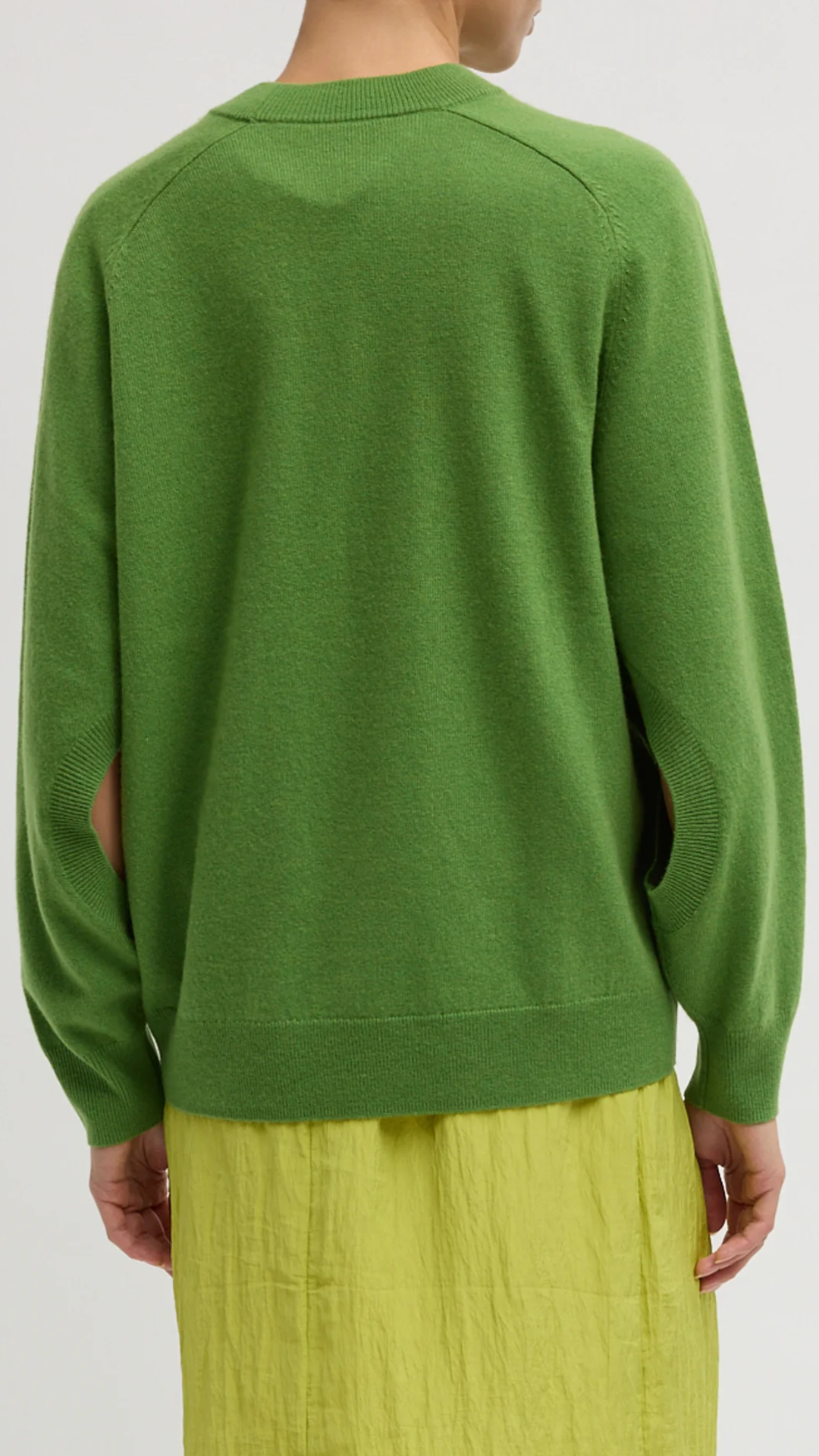 Tibi Washable Cashmere Crewneck Sweater in Avocado