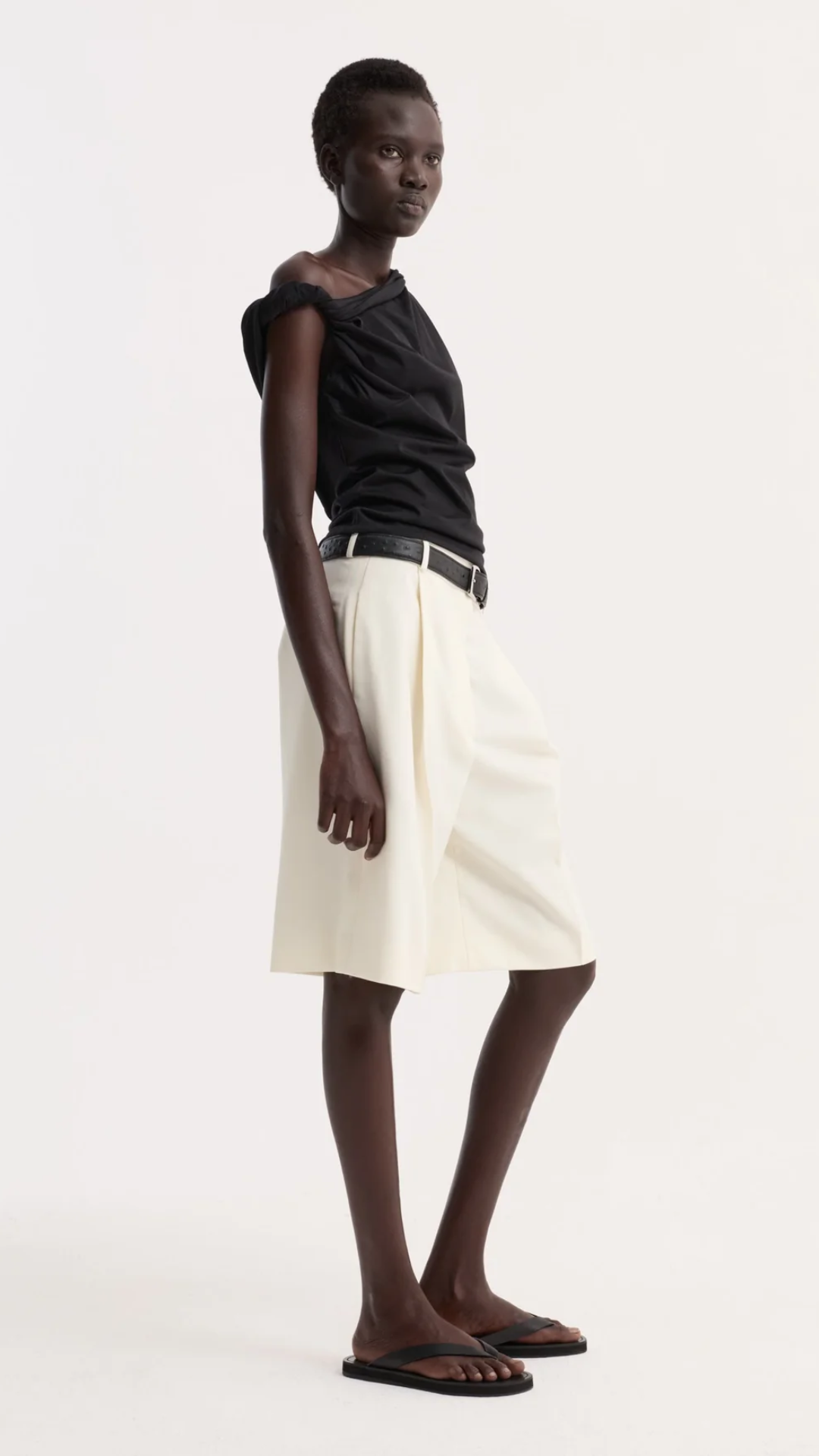 Róhe Sculptural Cotton Silk Top in Black