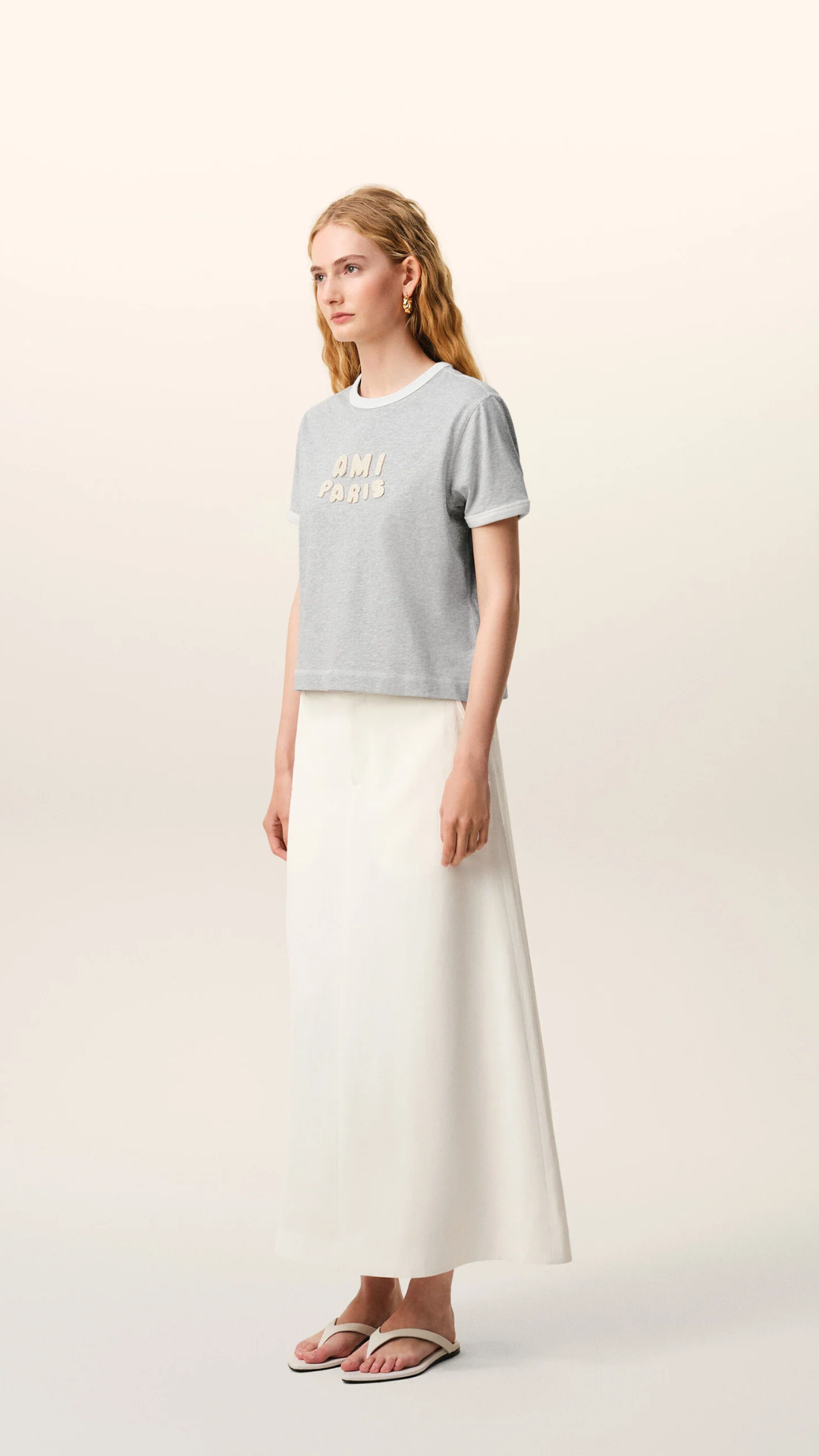 Ami Cotton Ami Paris Patch T-Shirt in Grey/White