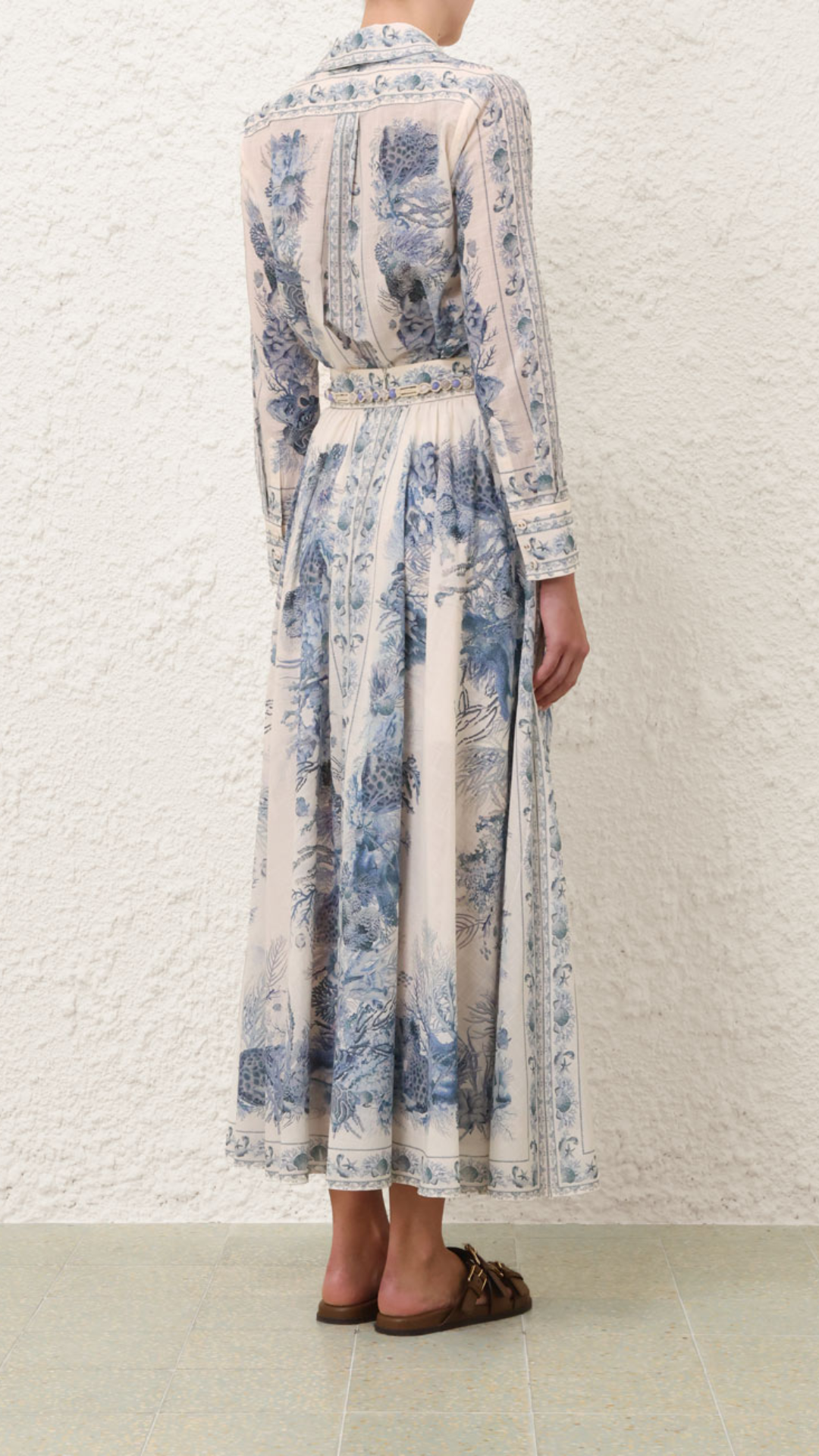 Zimmermann Wanderlust A-Line Maxi Skirt in Blue Toile