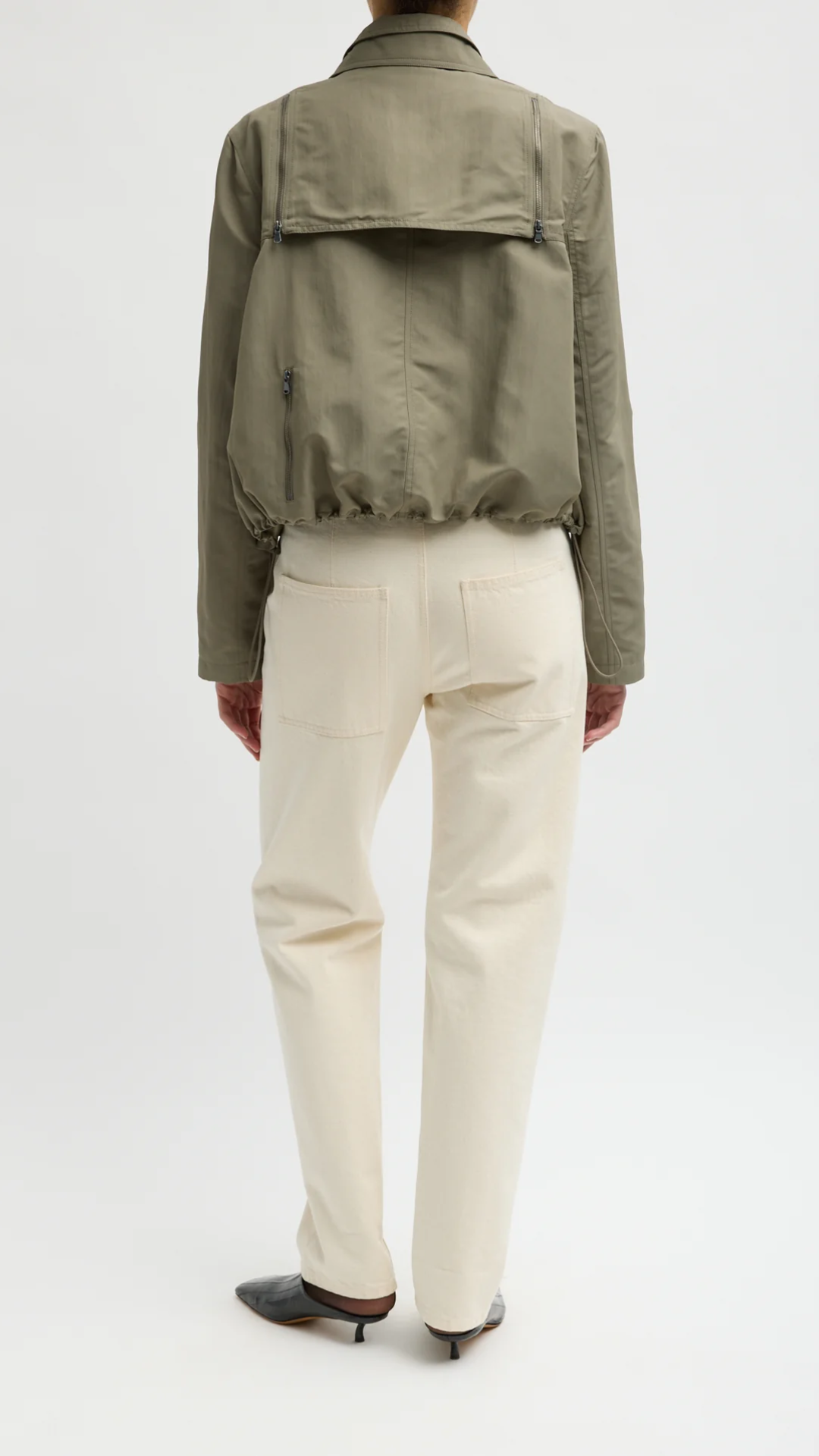 Tibi Techy Twill Trapeze Anorak Bomber in Dark Hazel