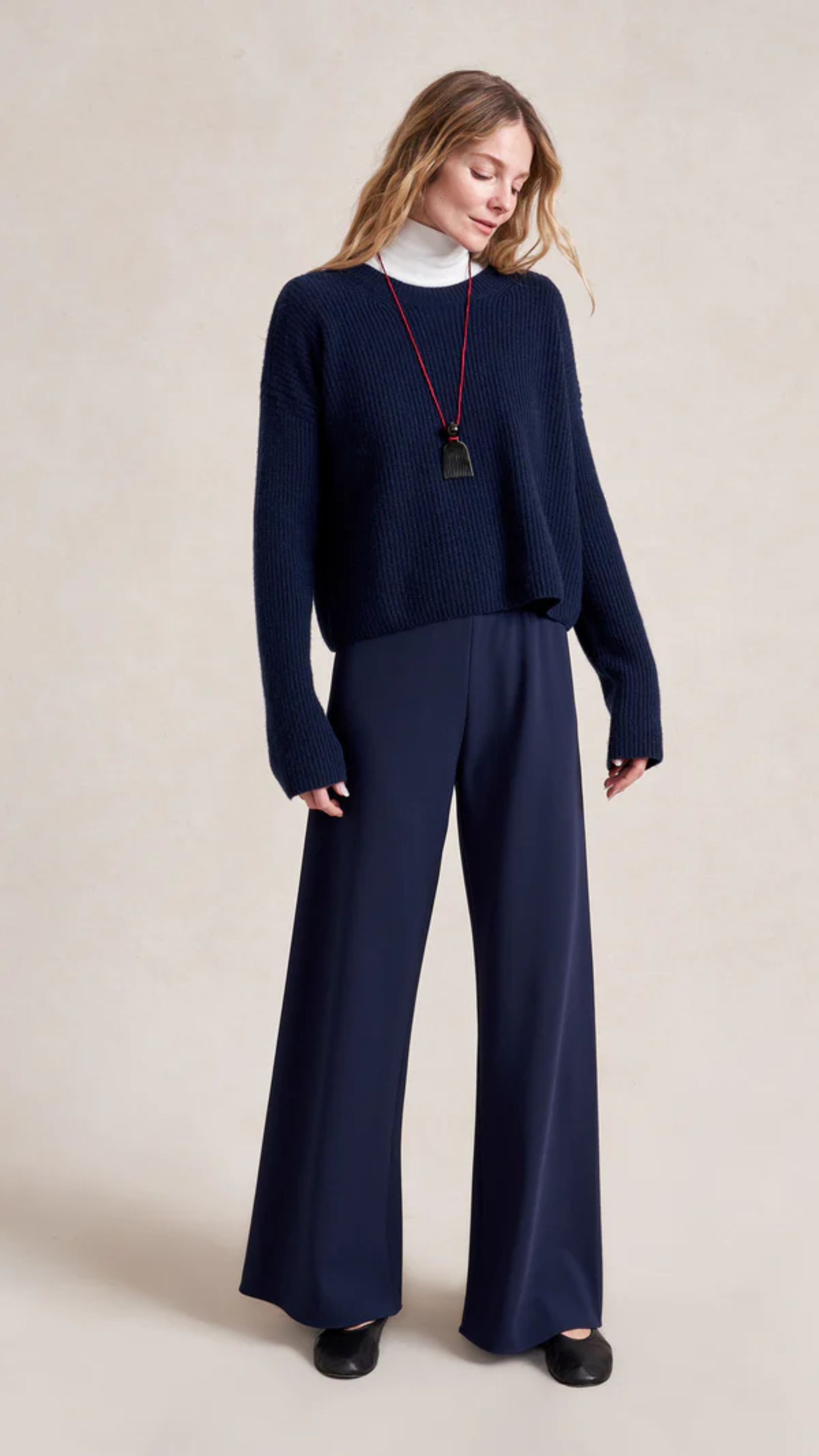 La Ligne Cotton Poplin Colby Pant in Navy