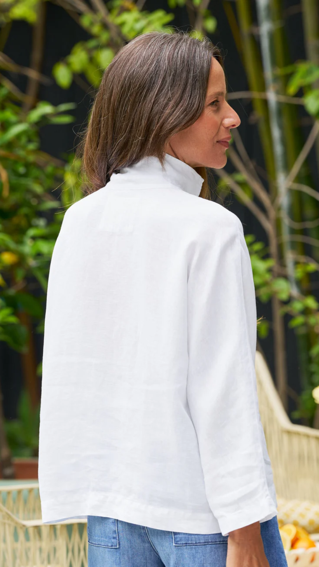 Frank & Eileen Gabi Popover Shirt in White Linen