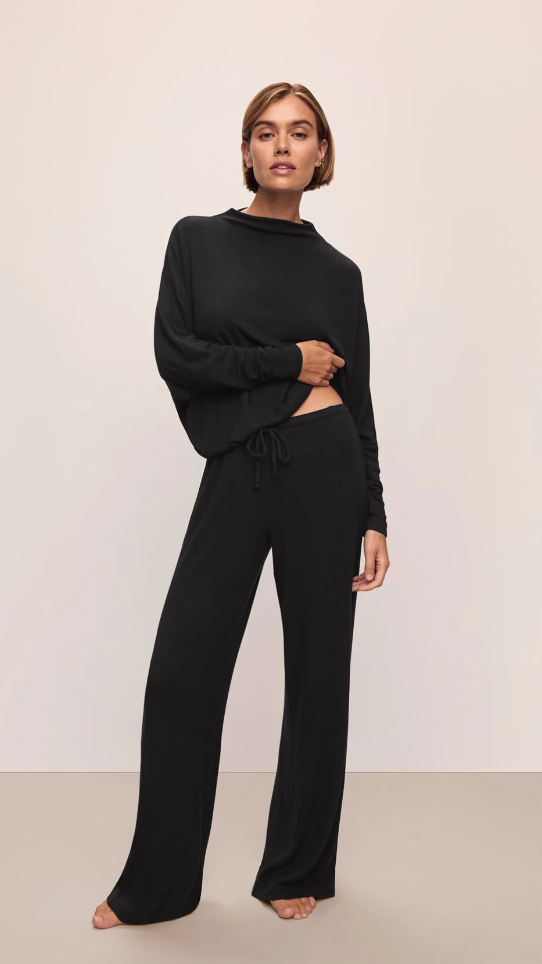 Eberjey Cozy Mock Neck Pullover in Black