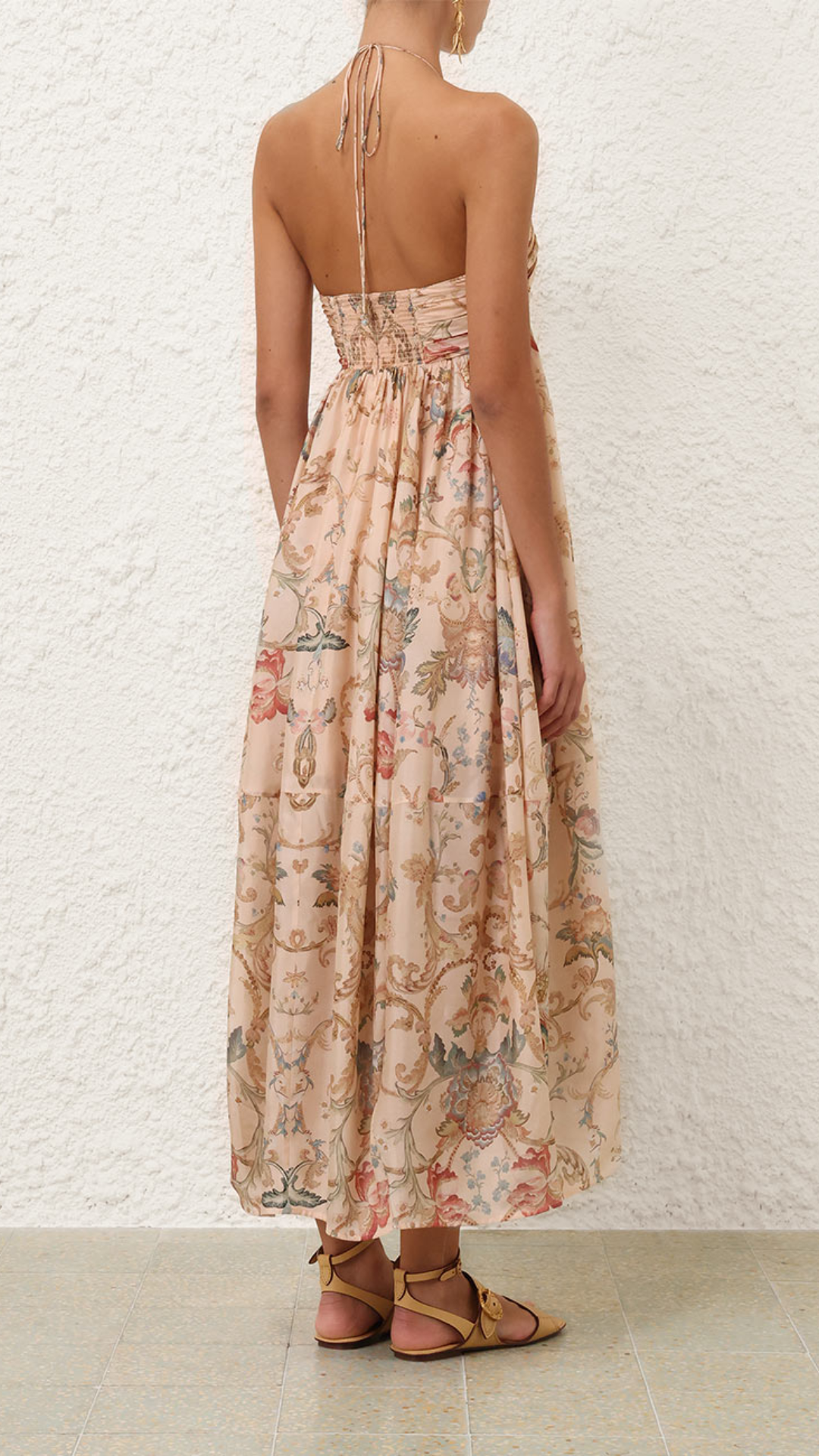 Zimmermann Roselight Halter Maxi Dress Pink Tapestry Floral