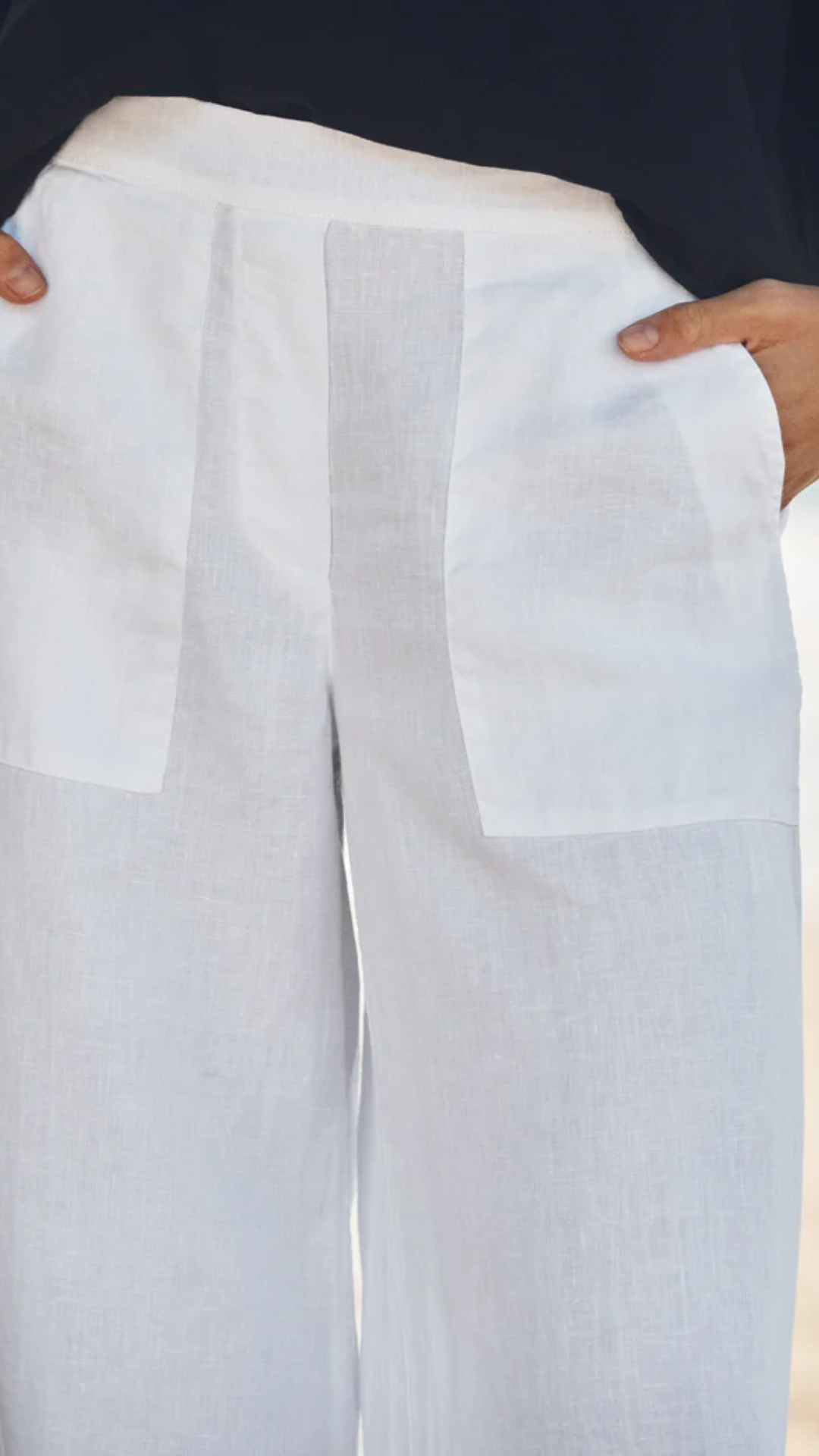 Frank & Eileen Madeline Patch Pocket Pant in White Linen