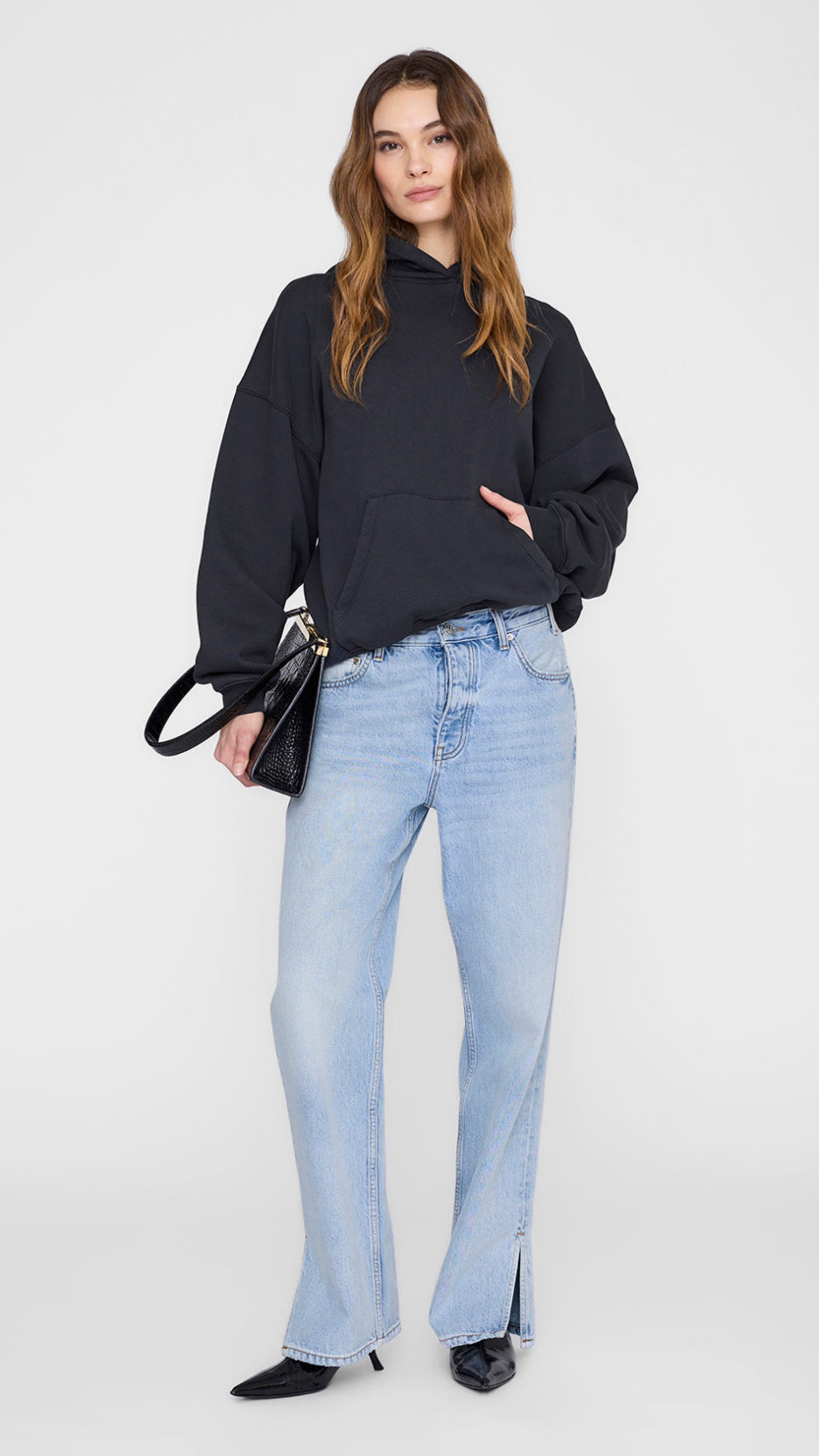 Anine Bing Harvey Sweatshirt Stencil in Vintage Black