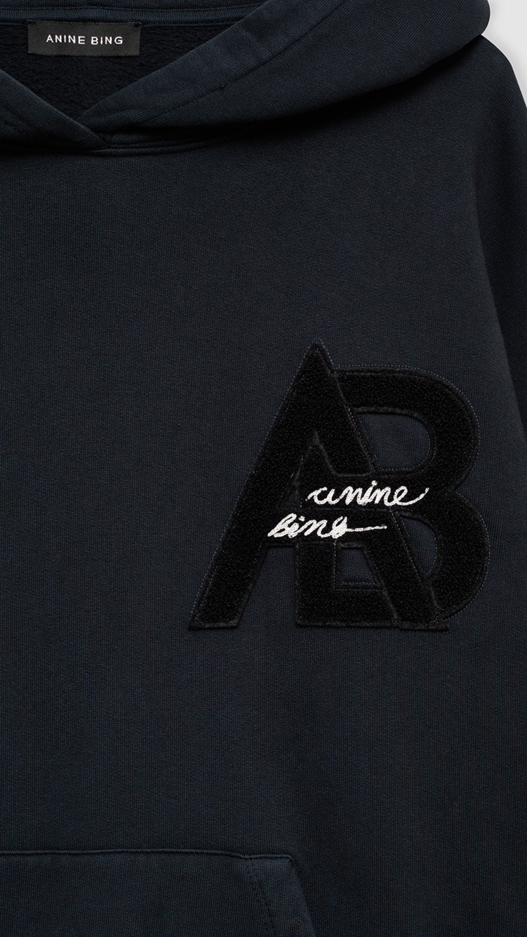 Anine Bing Jaci Hoodie Letterman in Vintage Black