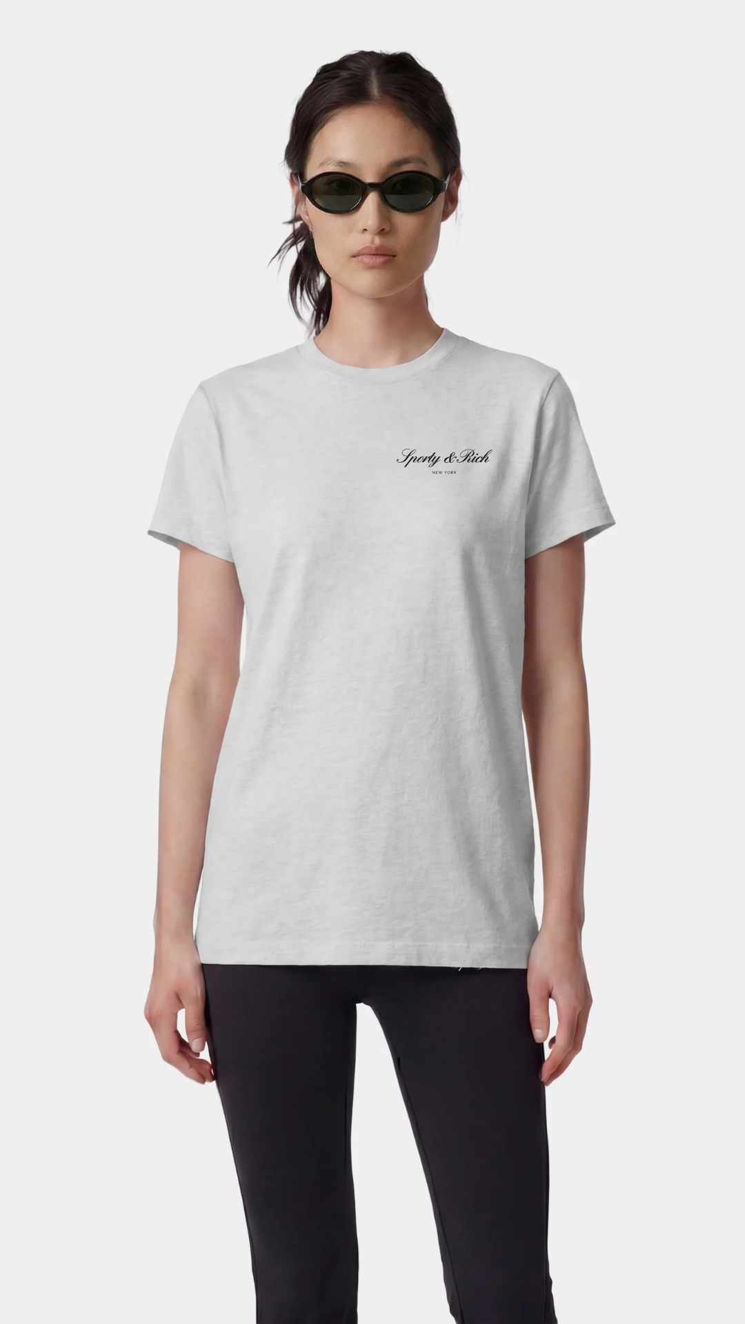 Sporty & Rich Signature NY T-Shirt in Heather Gray