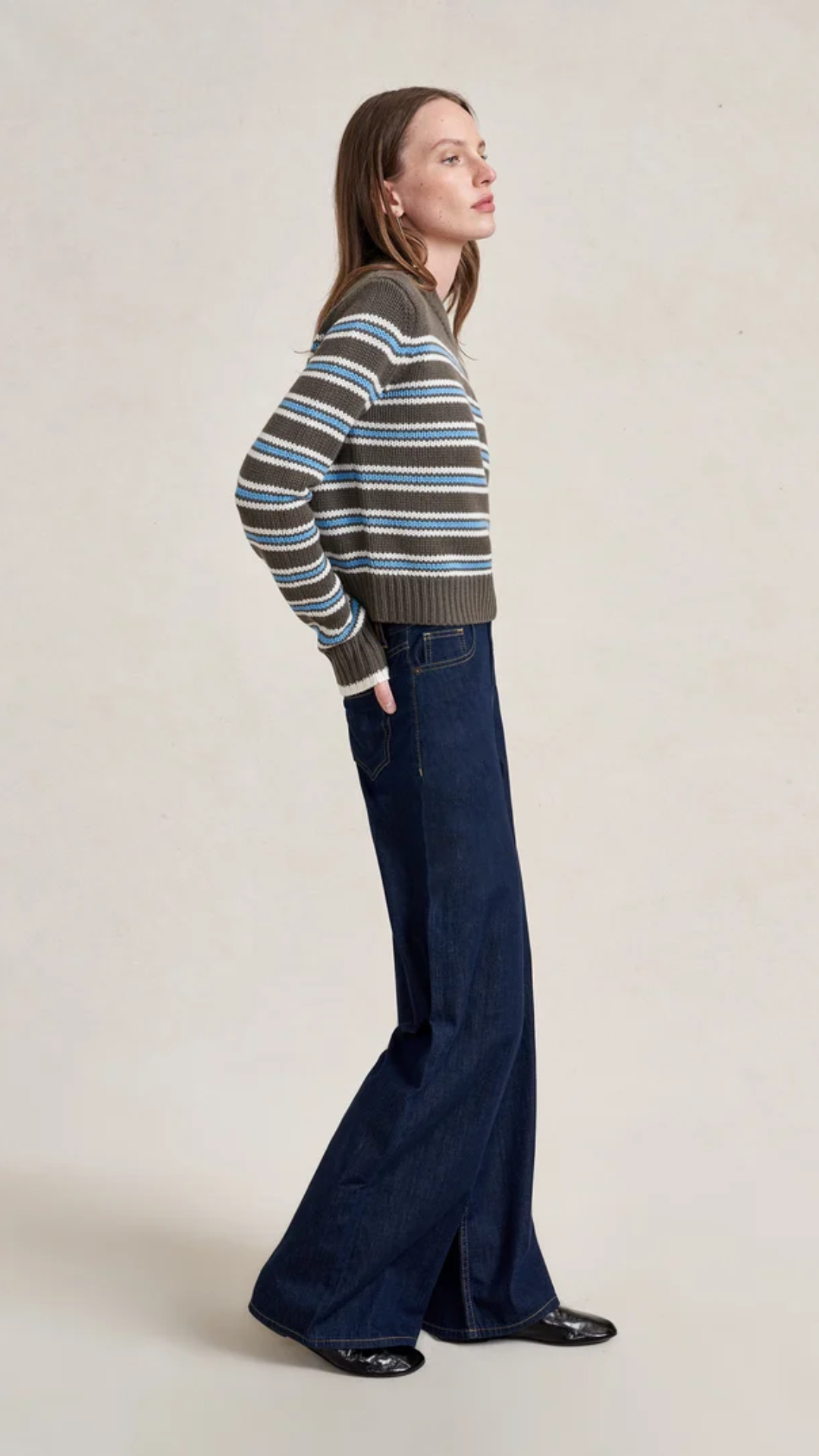 La Ligne Mini Marin Sweater in Taupe/Cerulean