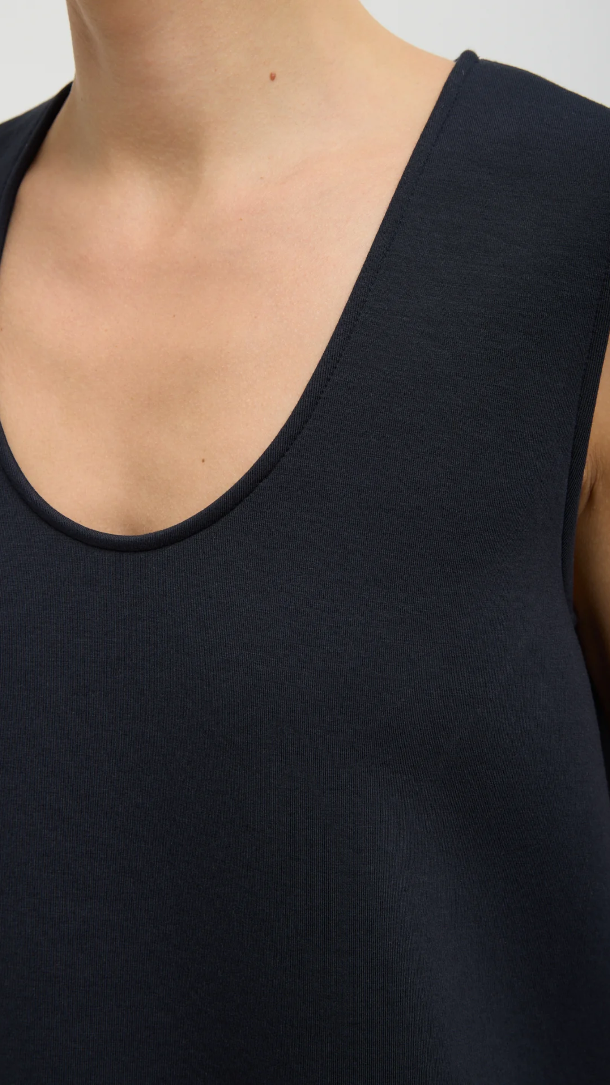 Tibi Bonded Viscose Tank Top in Navy