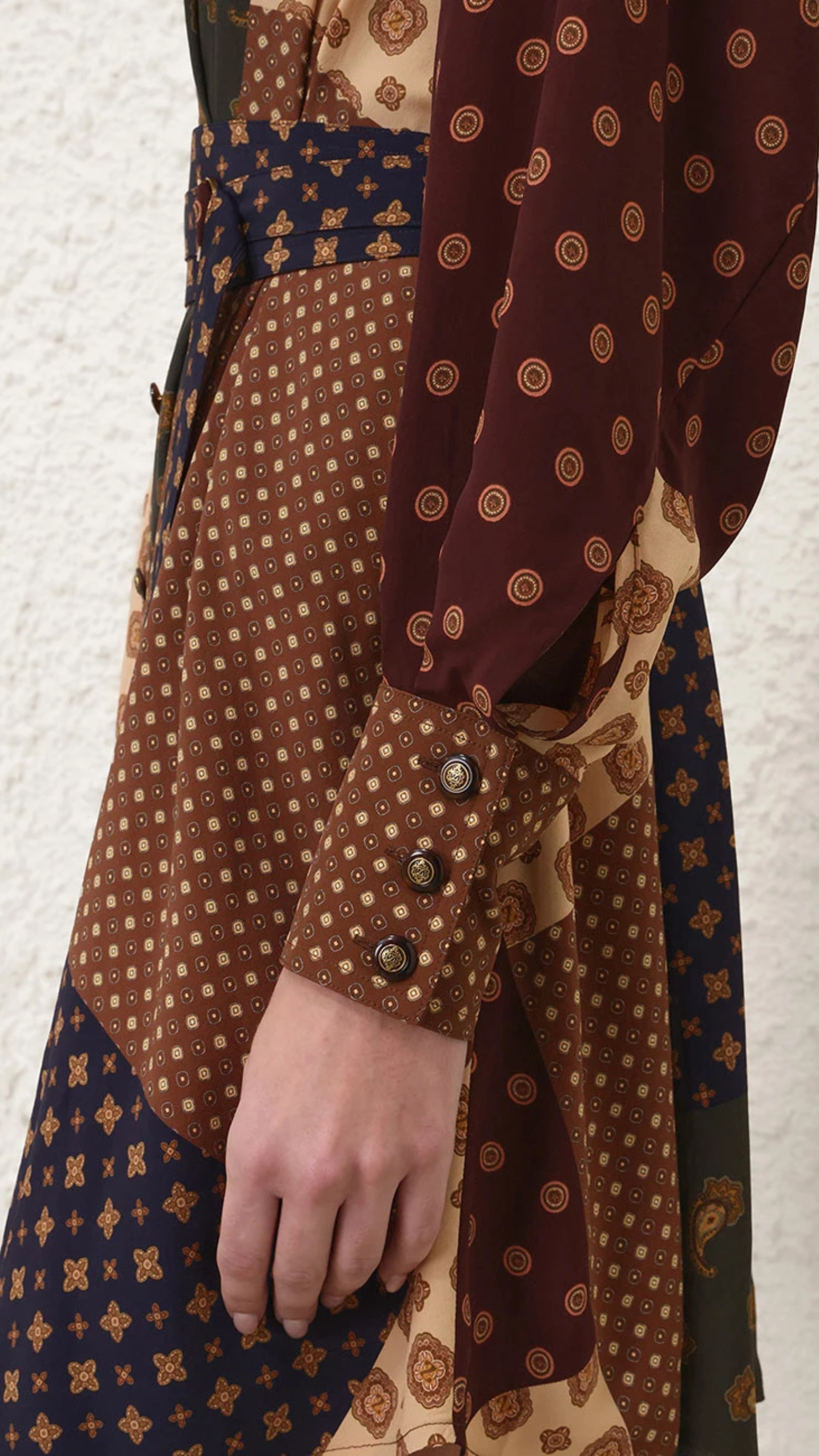 Zimmermann Tuck Mini Dress in Geo Patch Print