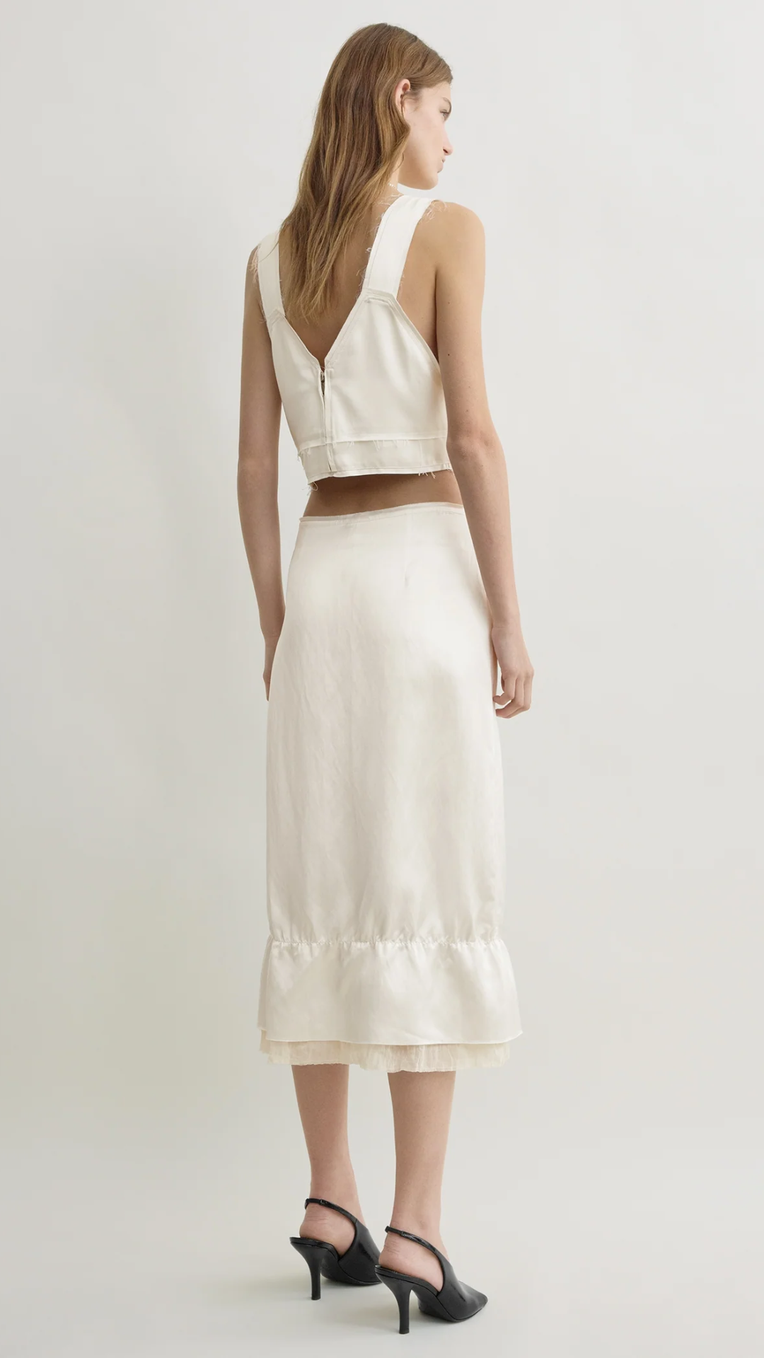 Toteme Layered Satin Skirt in White