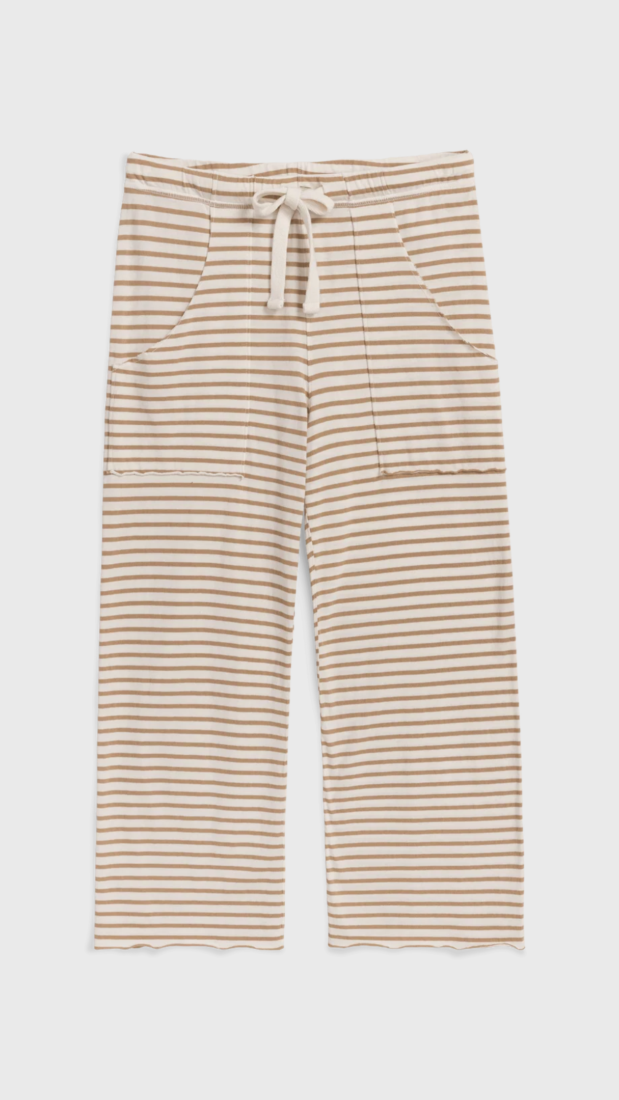 Frank & Eileen Penny Patch Pocket Jersey Pant in Vintage White and Camel Stripe