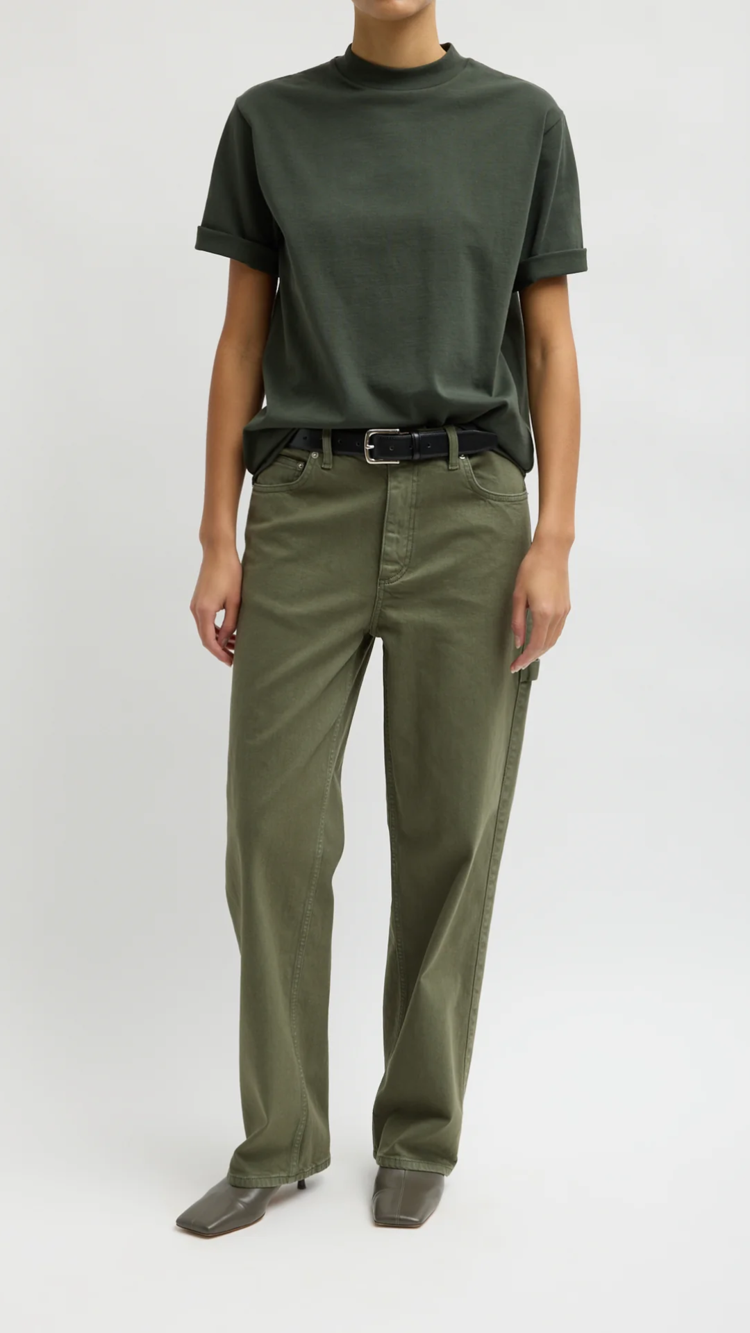 Tibi Perfect Unisex T-Shirt in Army Green