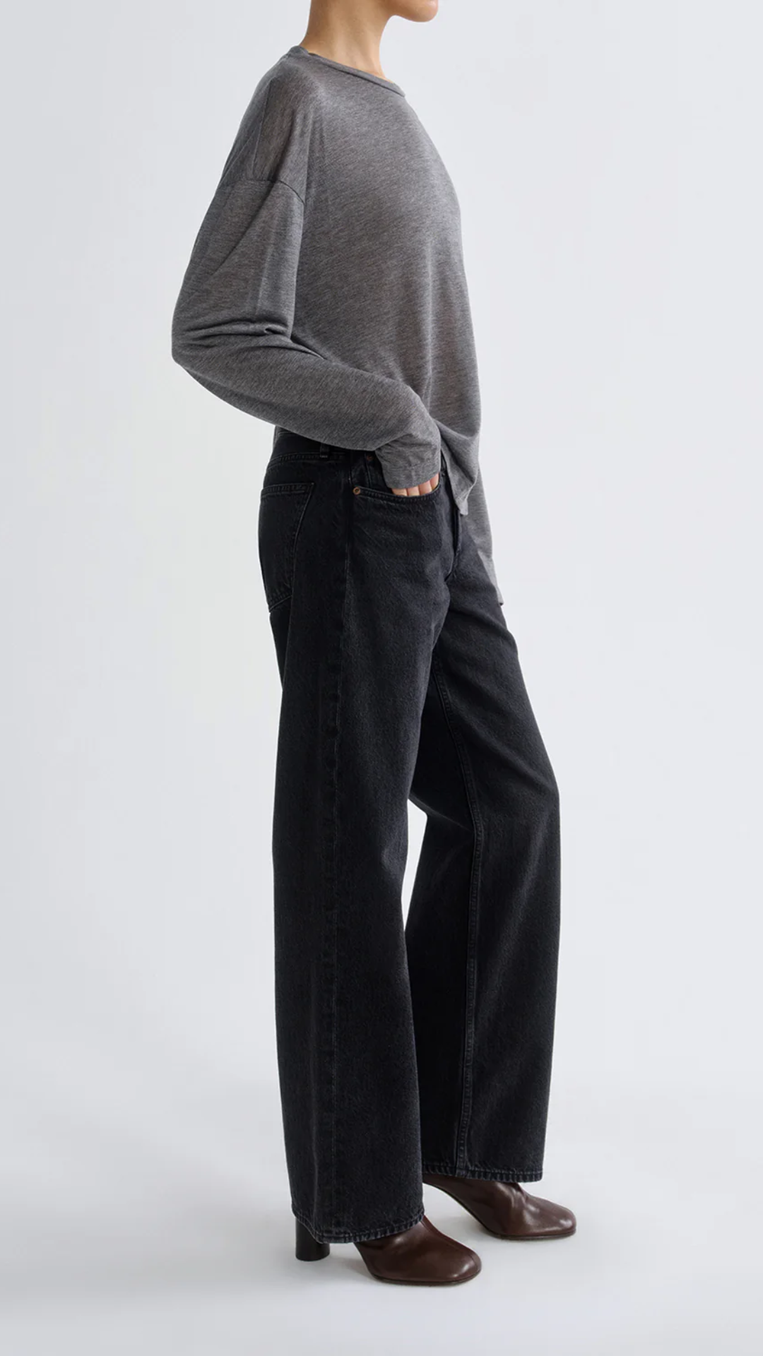 Agolde Sasha Tee in Grey Heather
