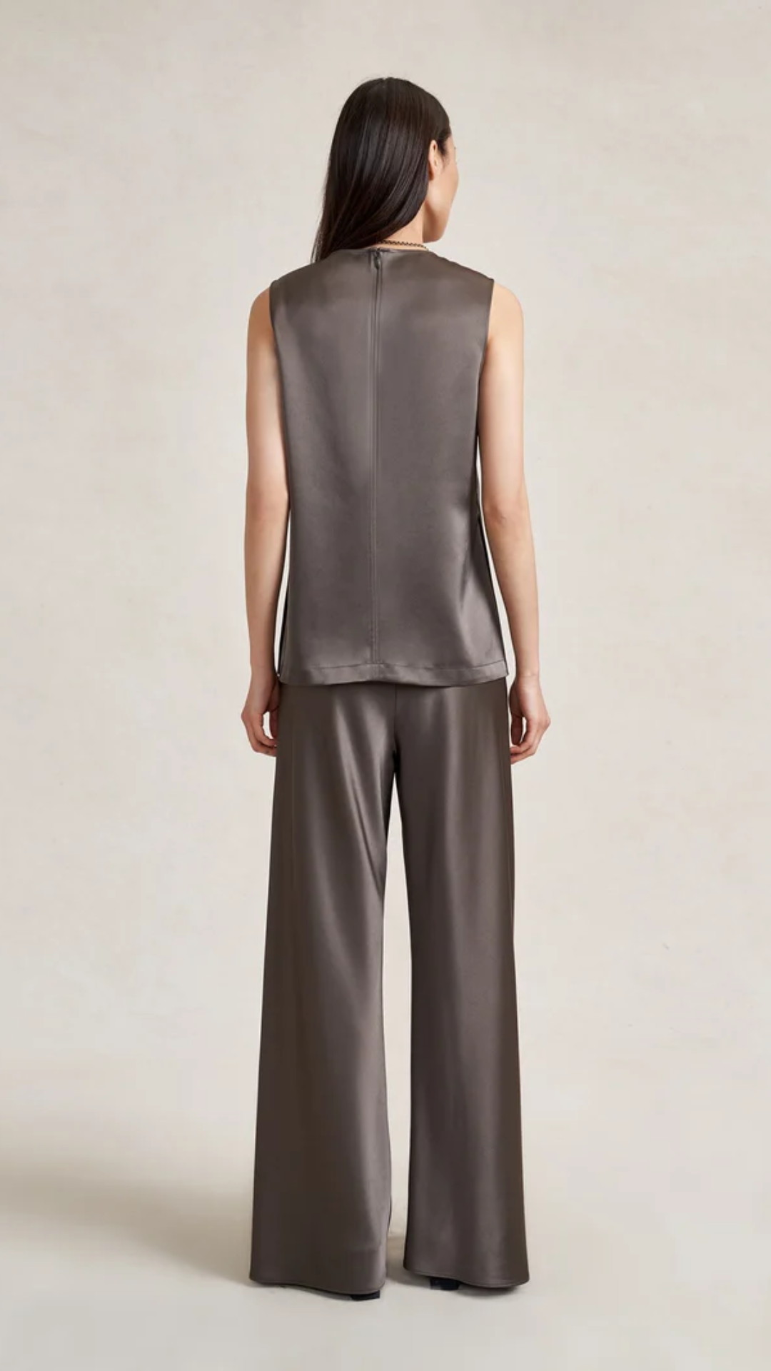 La Ligne Satin Maxime Top in Taupe
